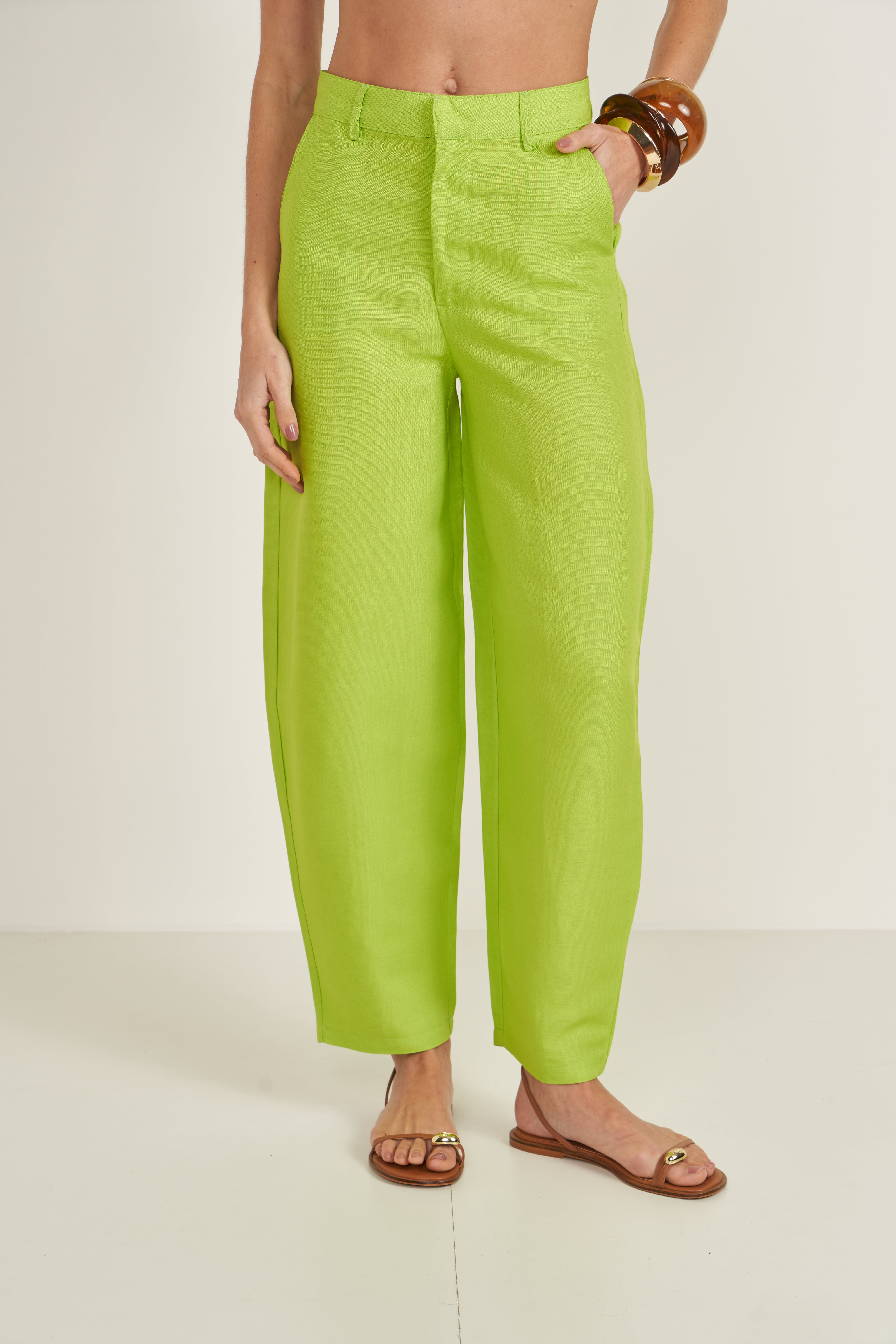 CALÇA LINHO PP VERDE TIRIVA