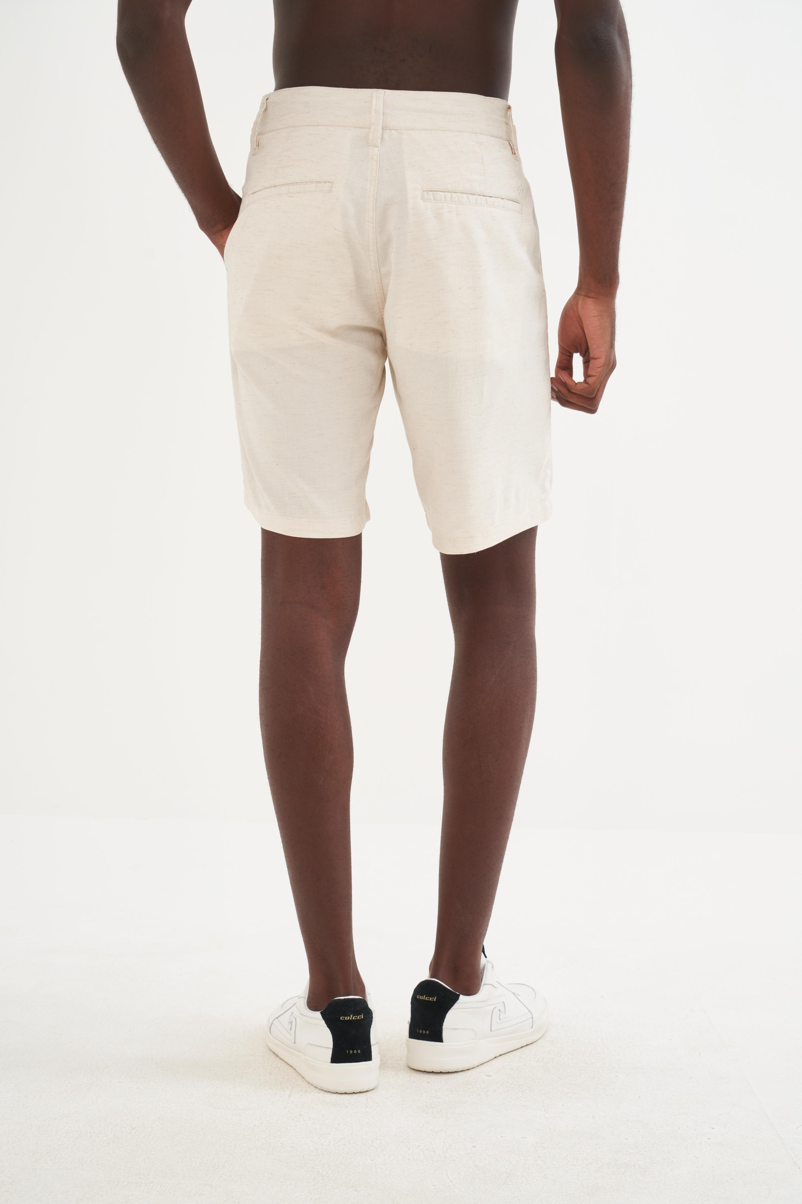 BERMUDA LINHO 38 BEGE TAUPE