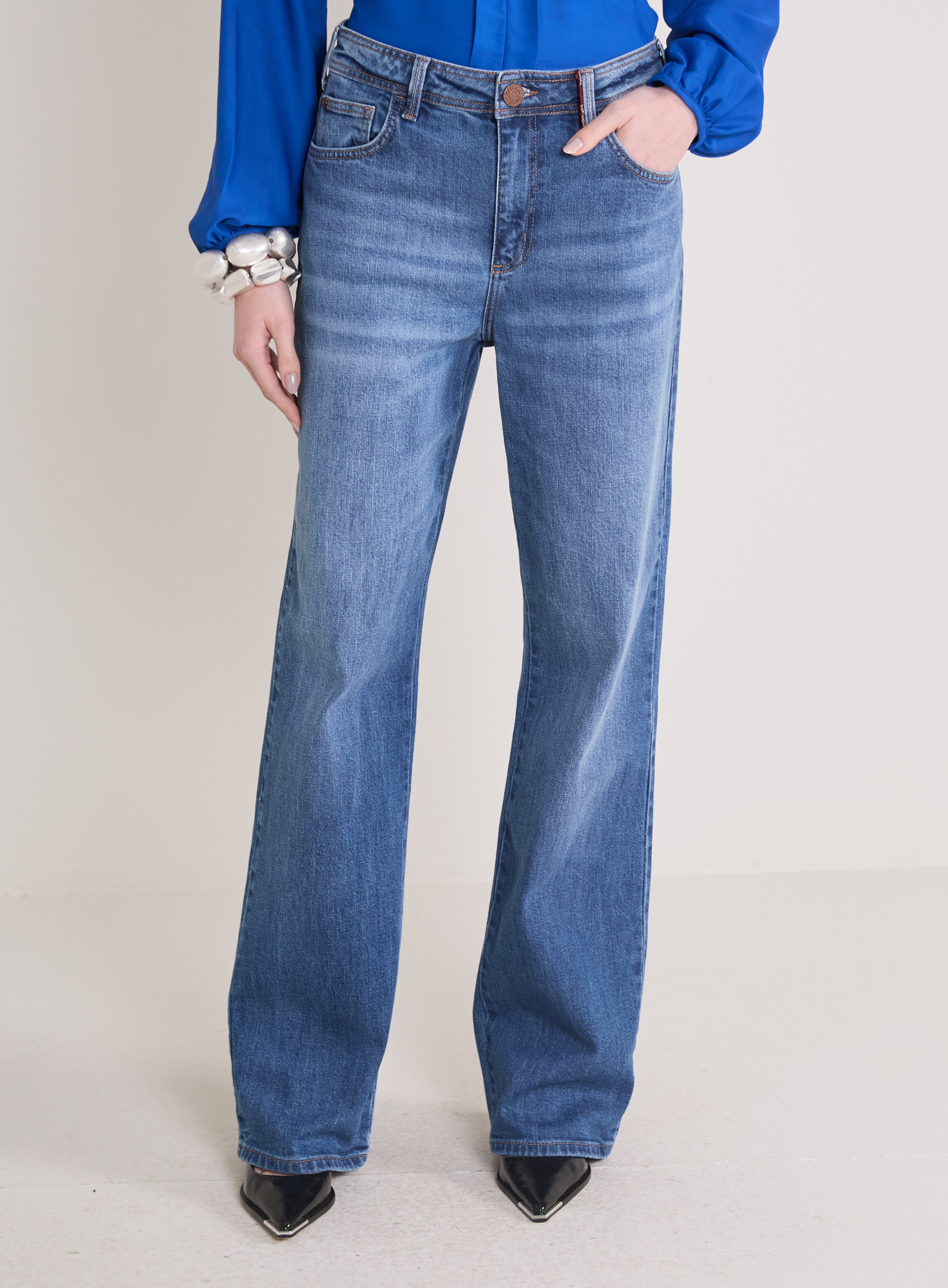 CALÇA JEANS RAQUEL WIDE LEG STRETCH 44 INDIGO
