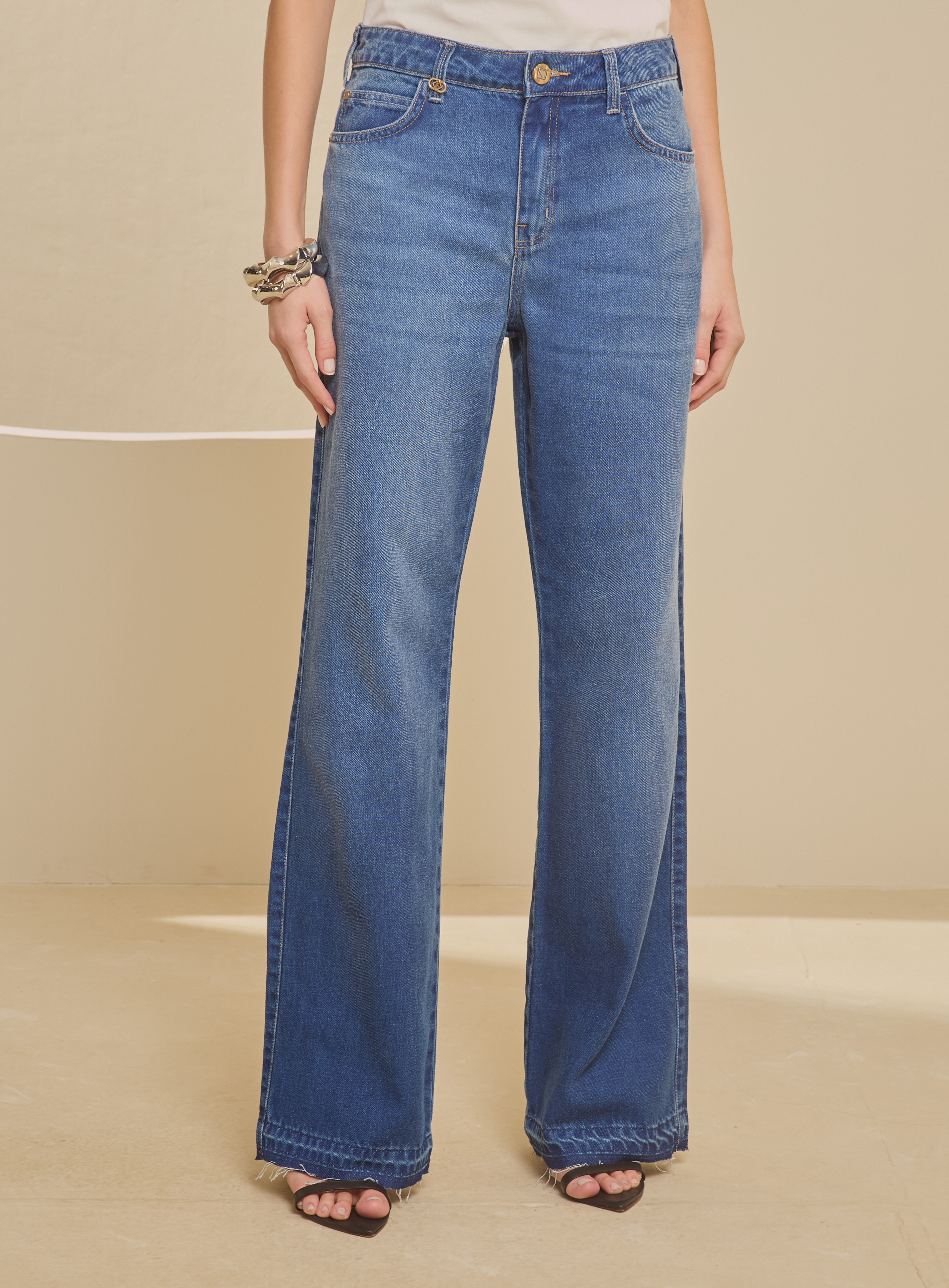 CALÇA JEANS RAQUEL WIDE LEG 38 INDIGO
