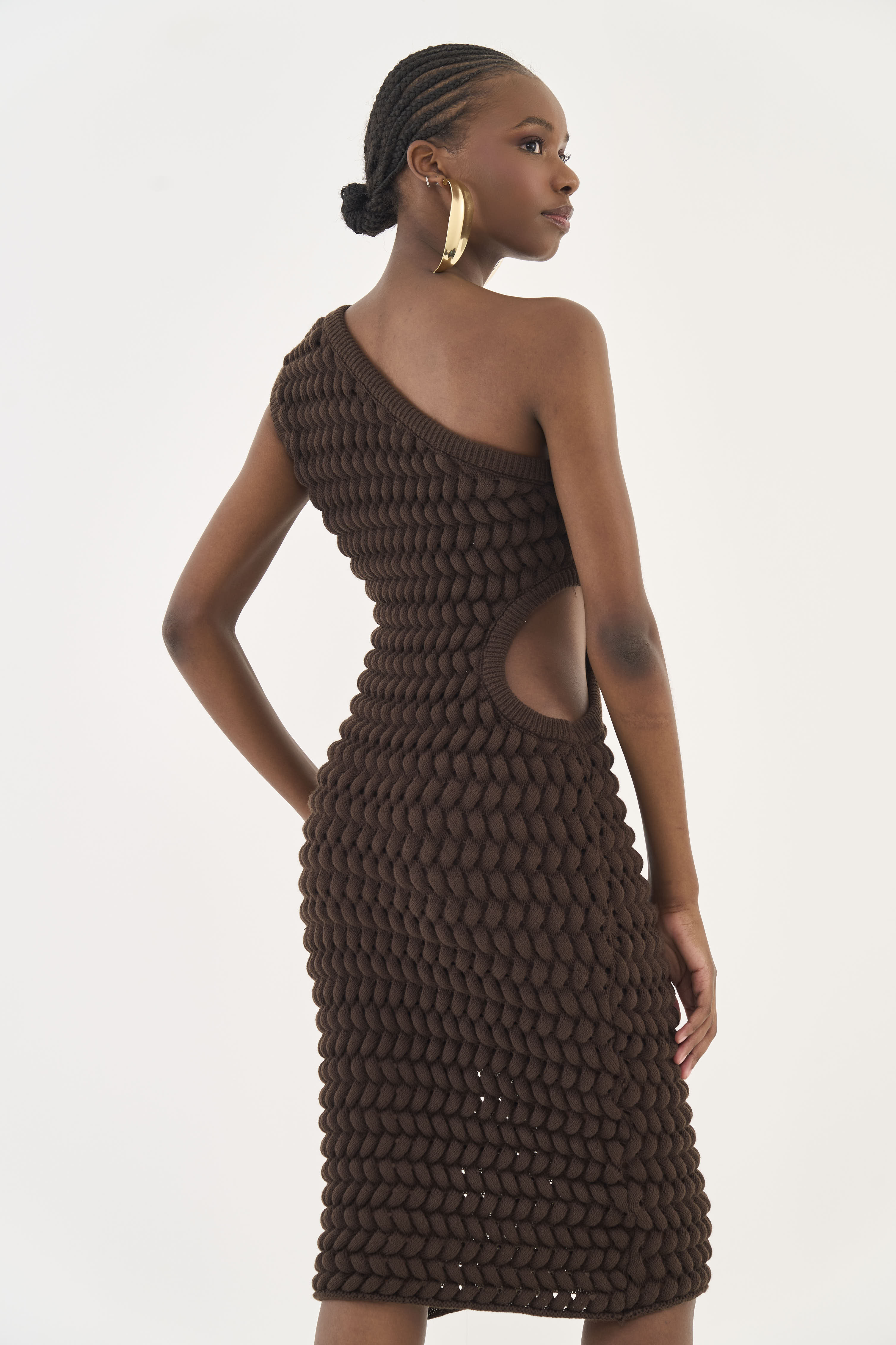 VESTIDO TRICÔ M MARROM NOBUCK