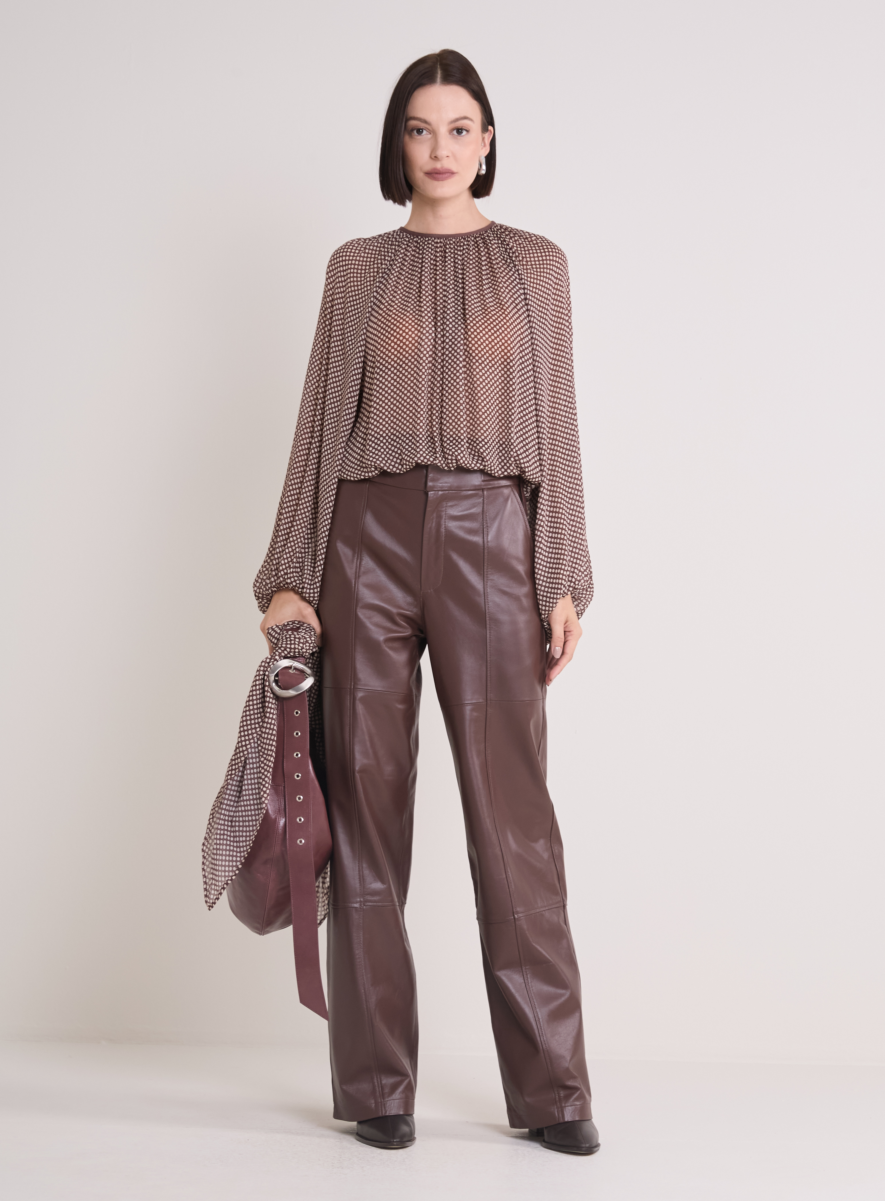CALÇA COURO M MARROM BROWN SONG