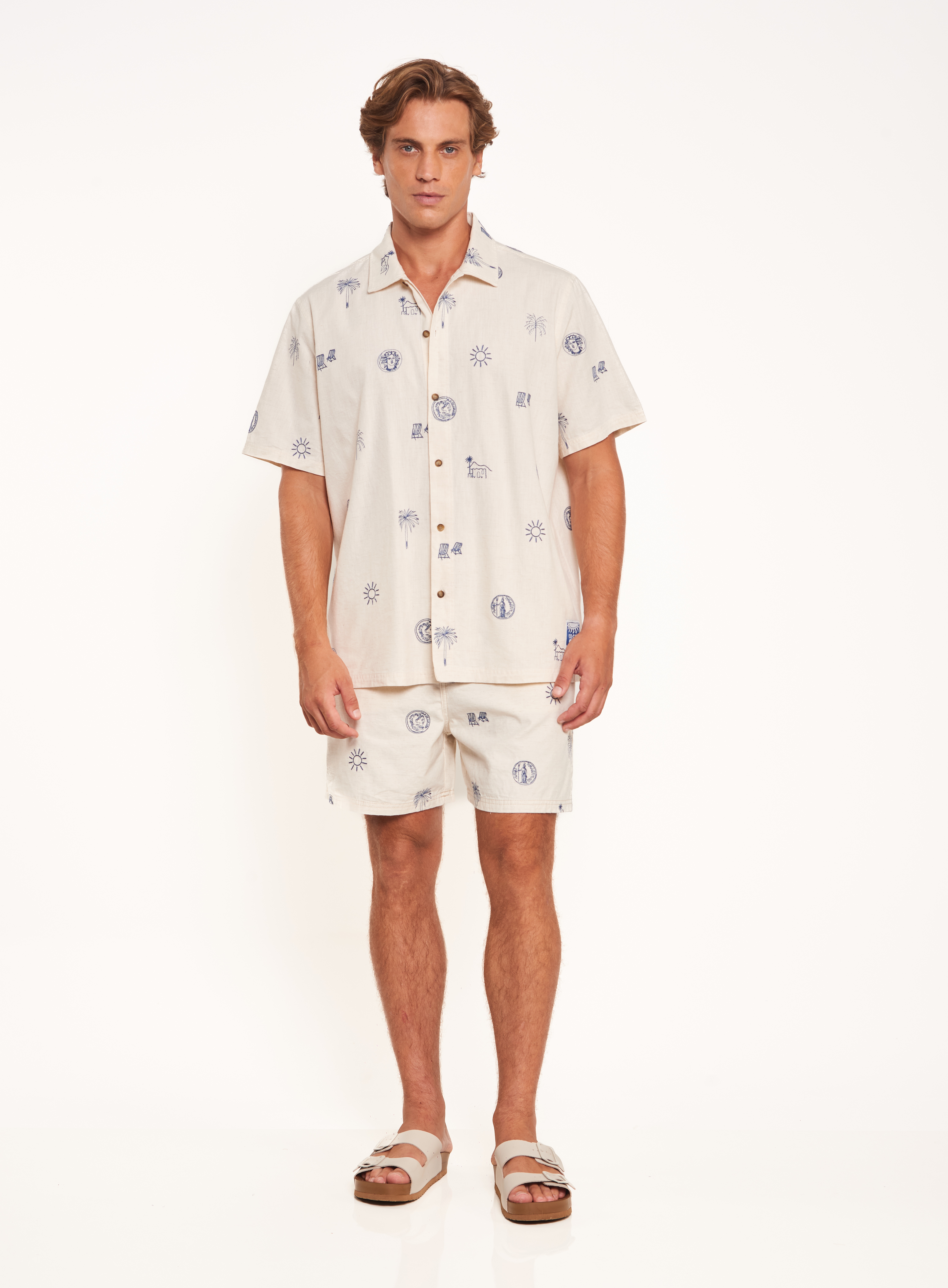 CAMISA LINHO BOX BORDADA GG OFF/BEGE