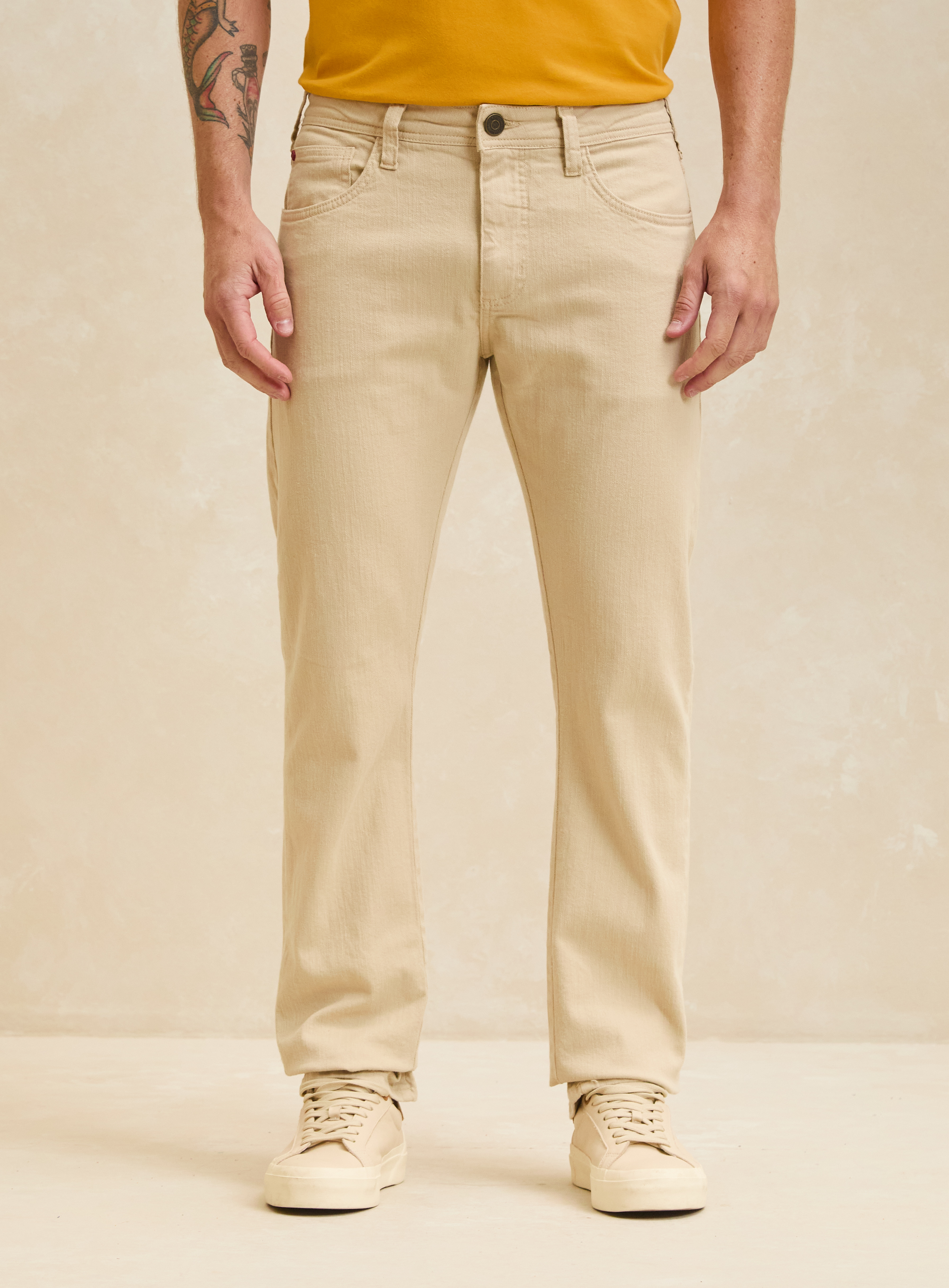 CALÇA SARJA PAUL SLIM 38 BEGE DAISY