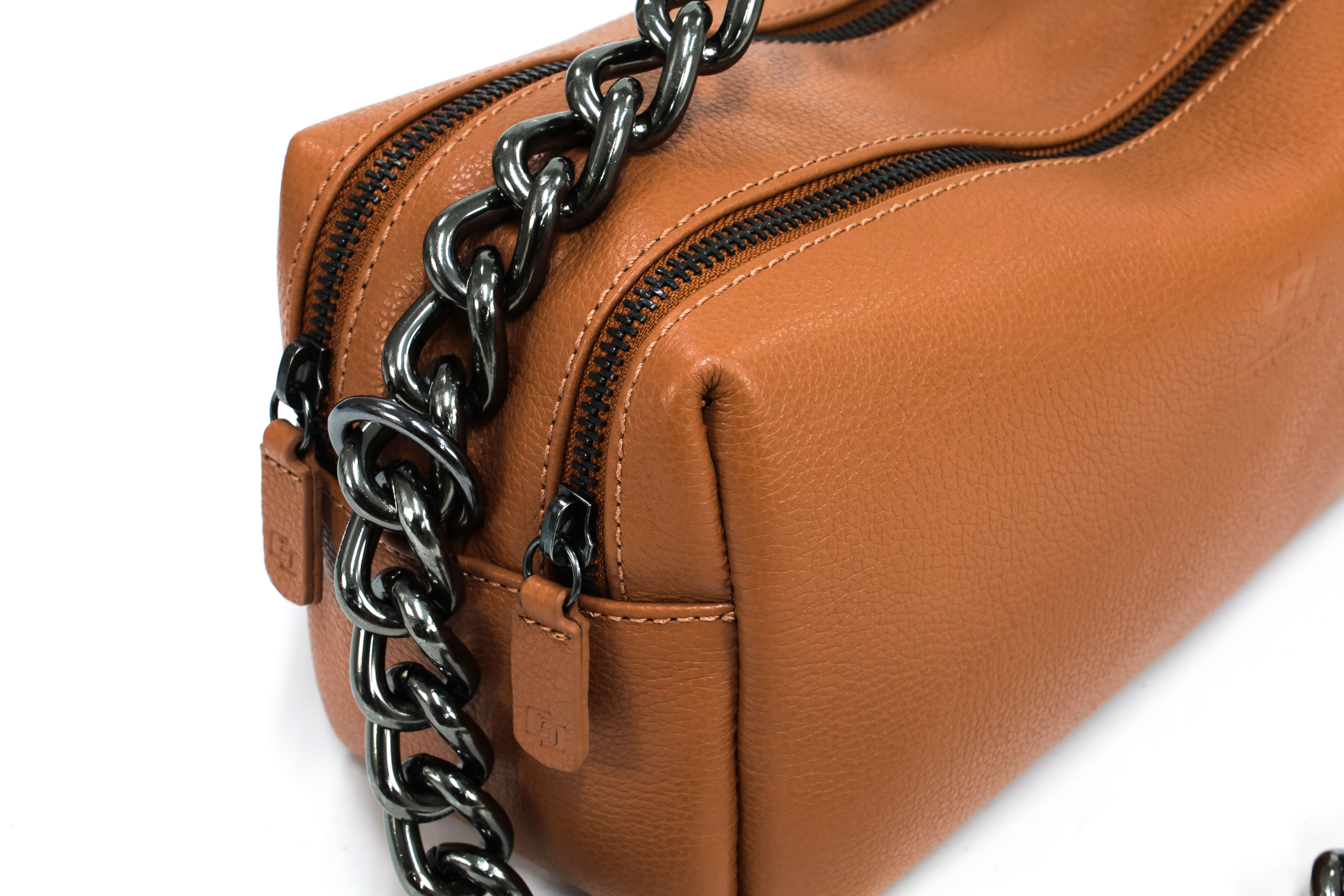BOLSA COLCCI ALÇA CORRENTE FLOTER FEM M CARAMELO