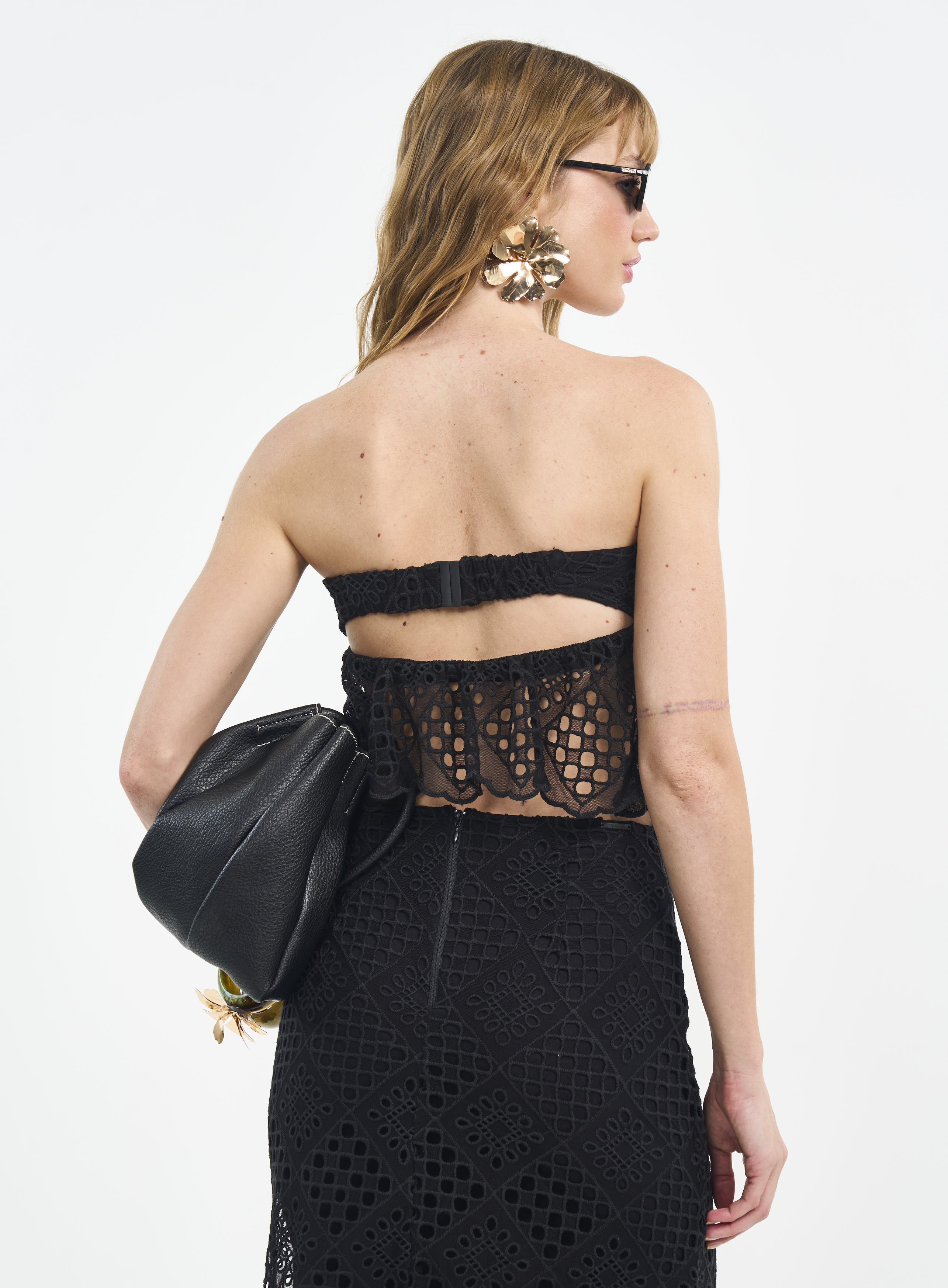 BLUSA TULE BORDADO P PRETO