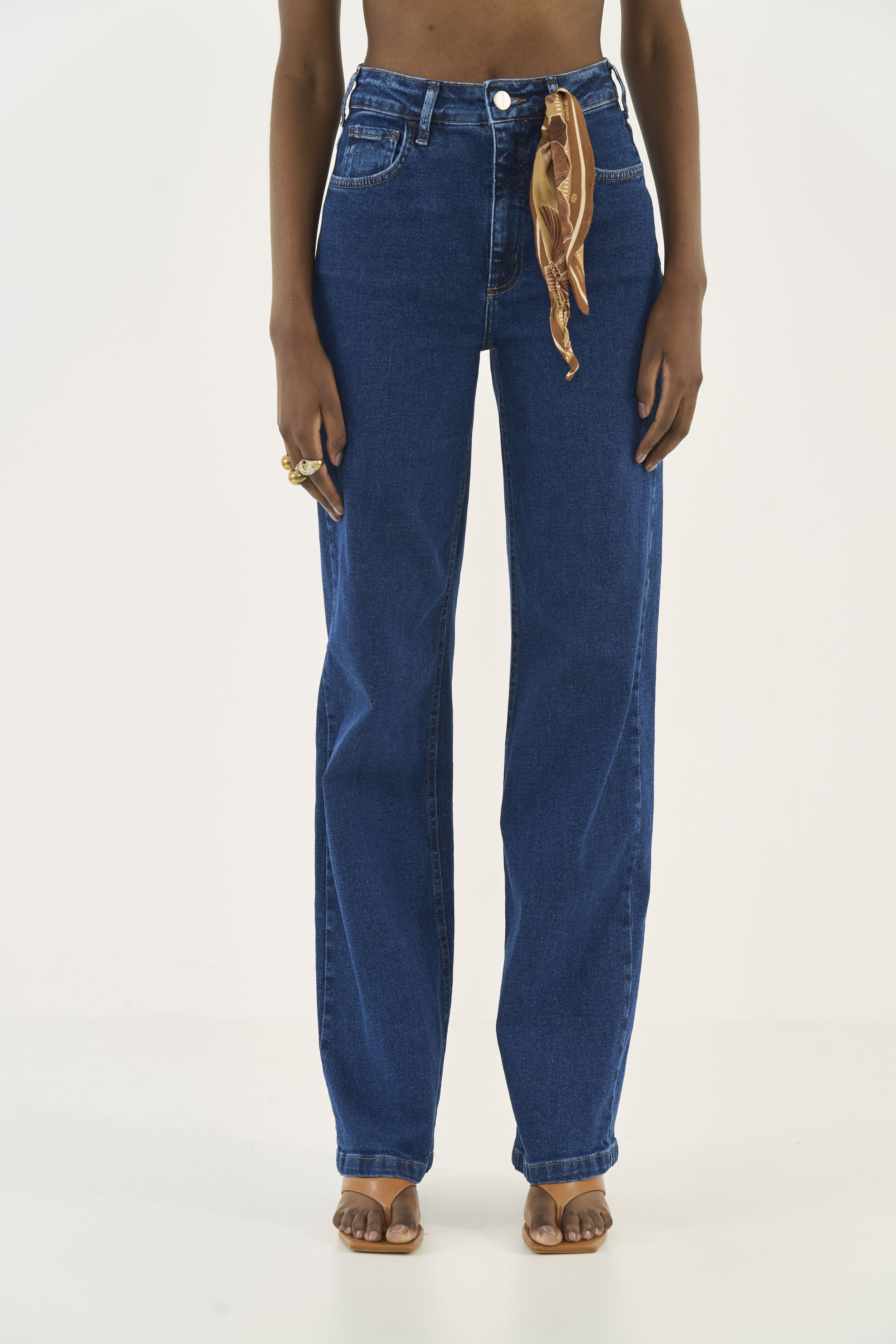 CALÇA JEANS JULIETTE COM LENÇO 44 INDIGO