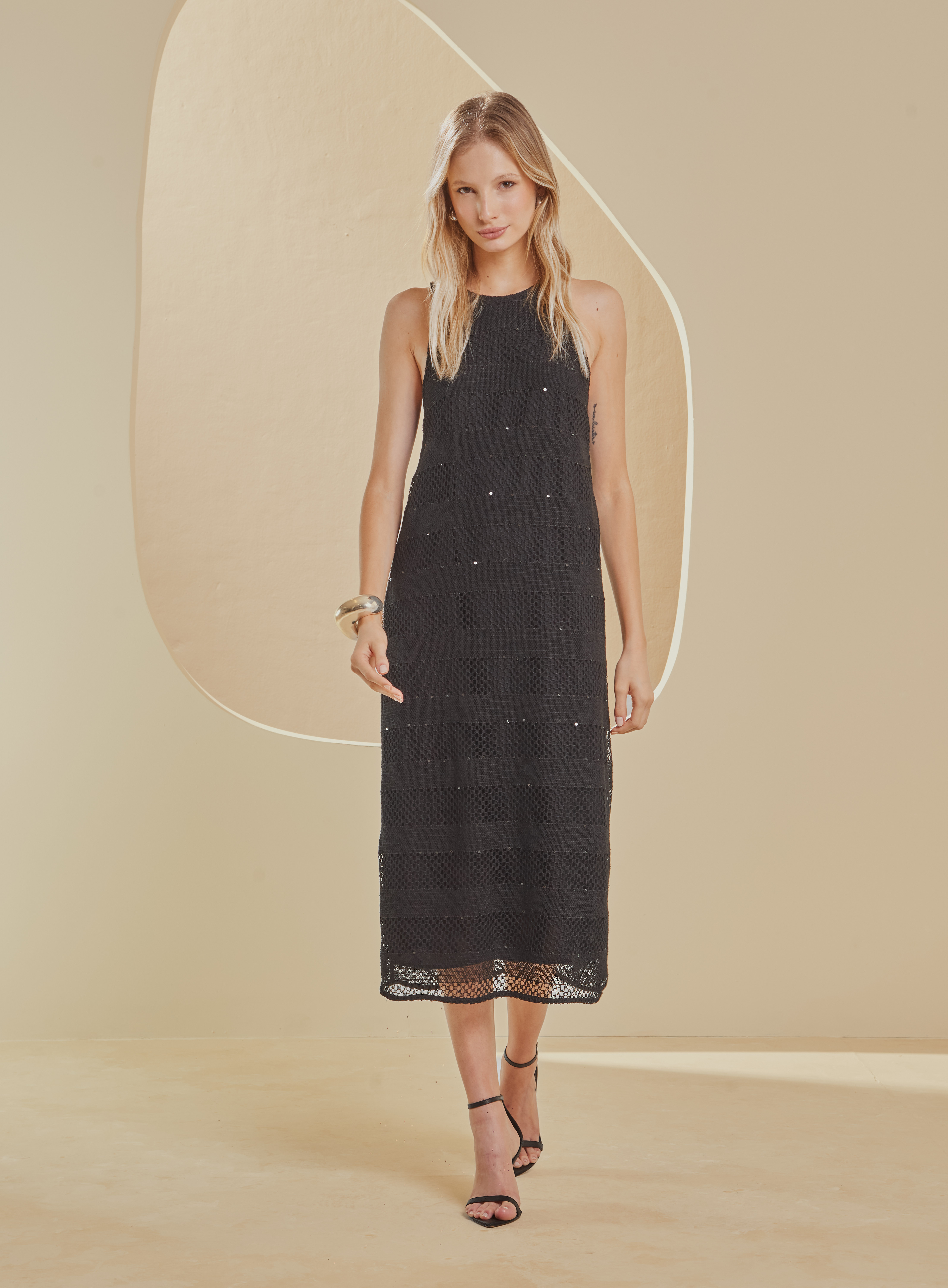 VESTIDO COM BRILHO M PRETO
