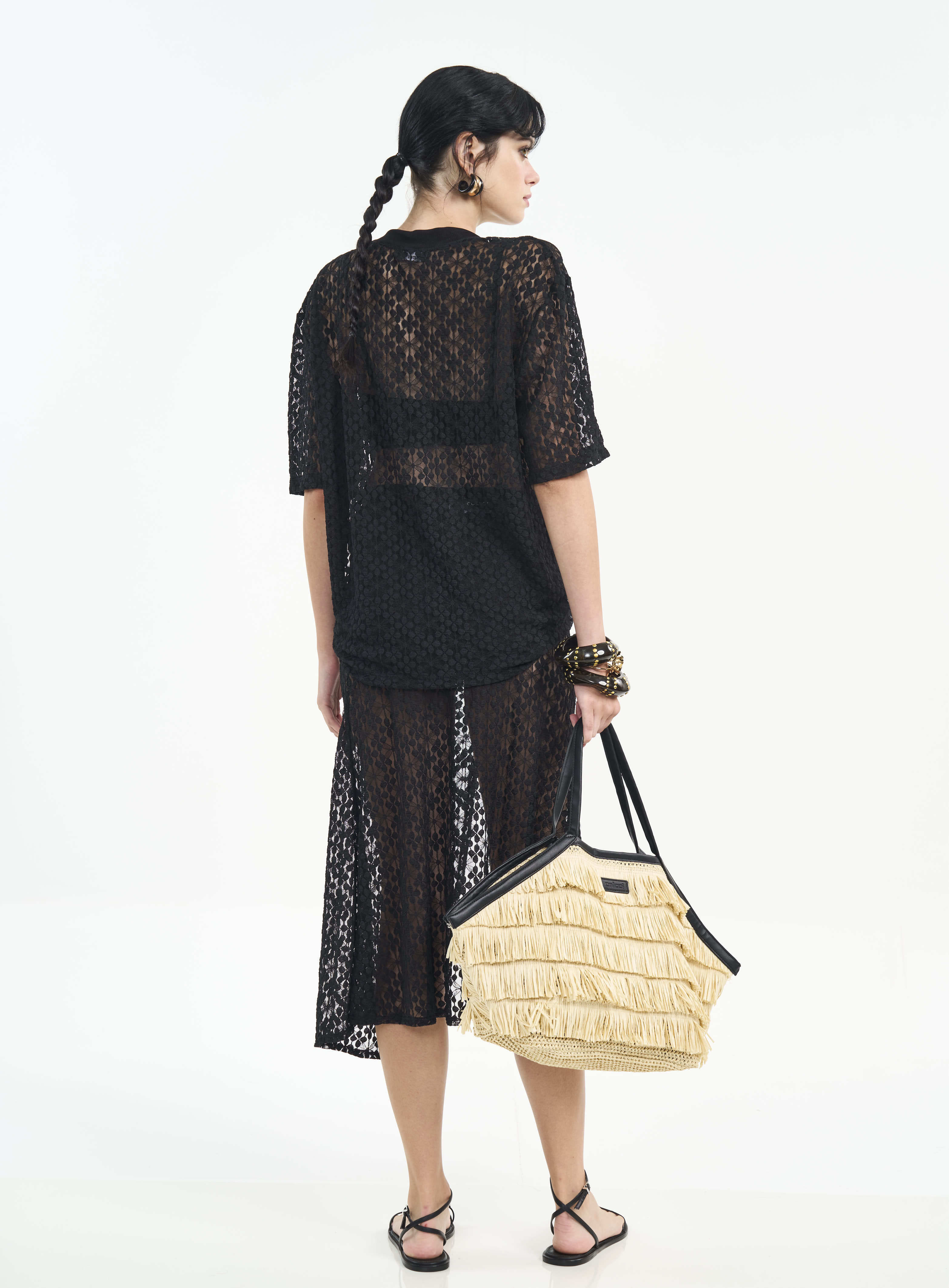 CAMISETA RENDA P PRETO