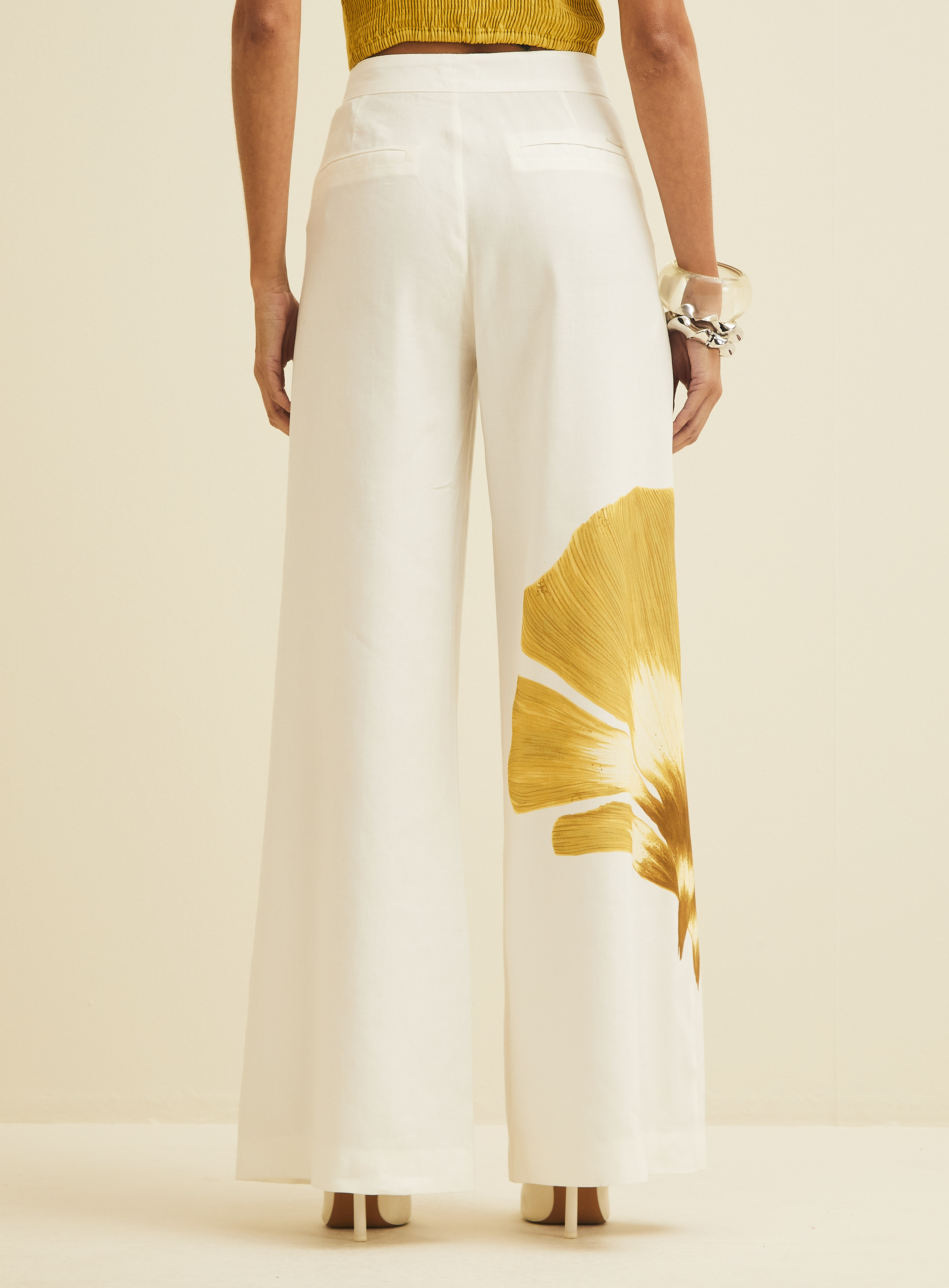 CALÇA LINHO ESTAMPADA P WATERCOLO.BLOOM