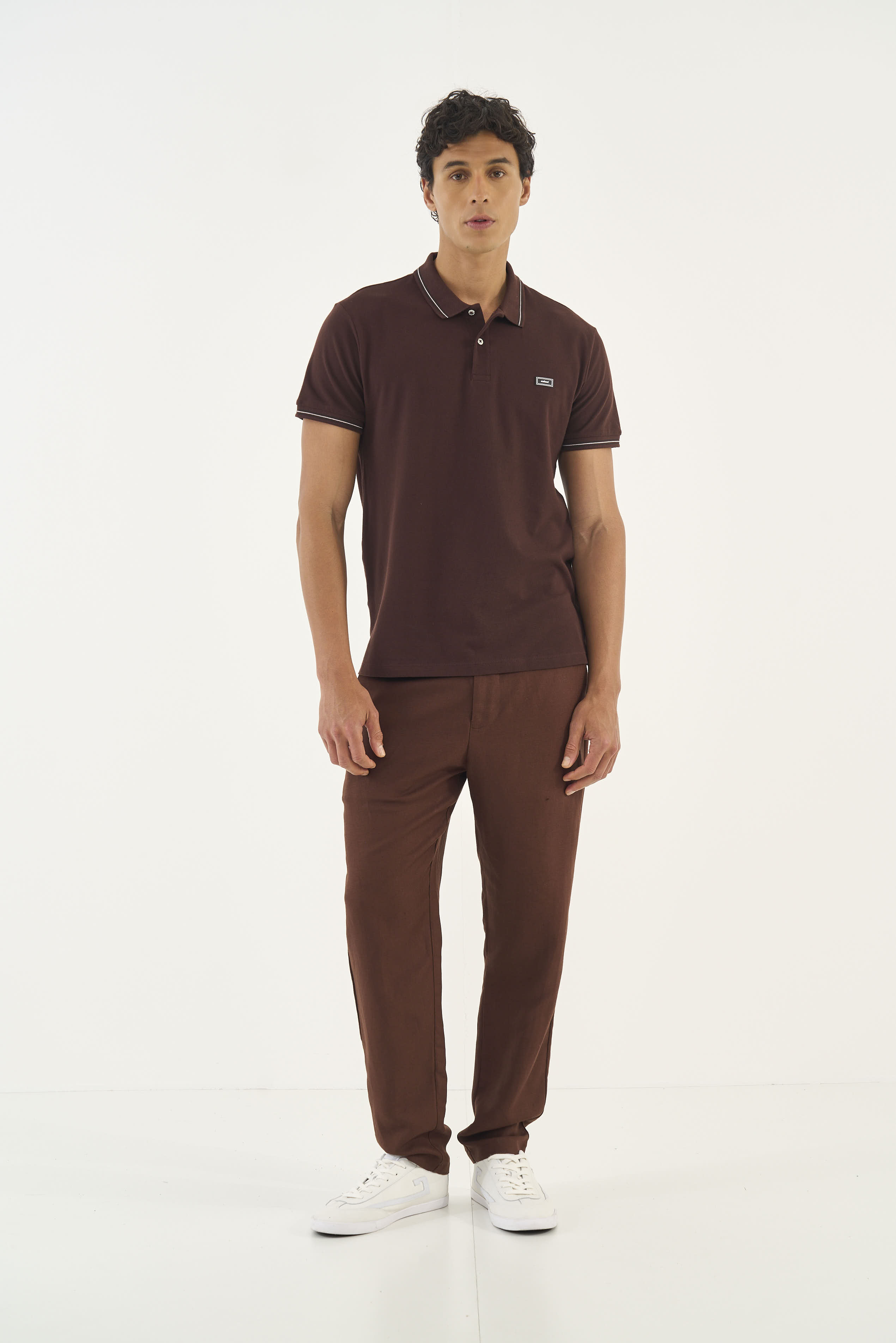 CALÇA LINHO G MARROM ROCCIA