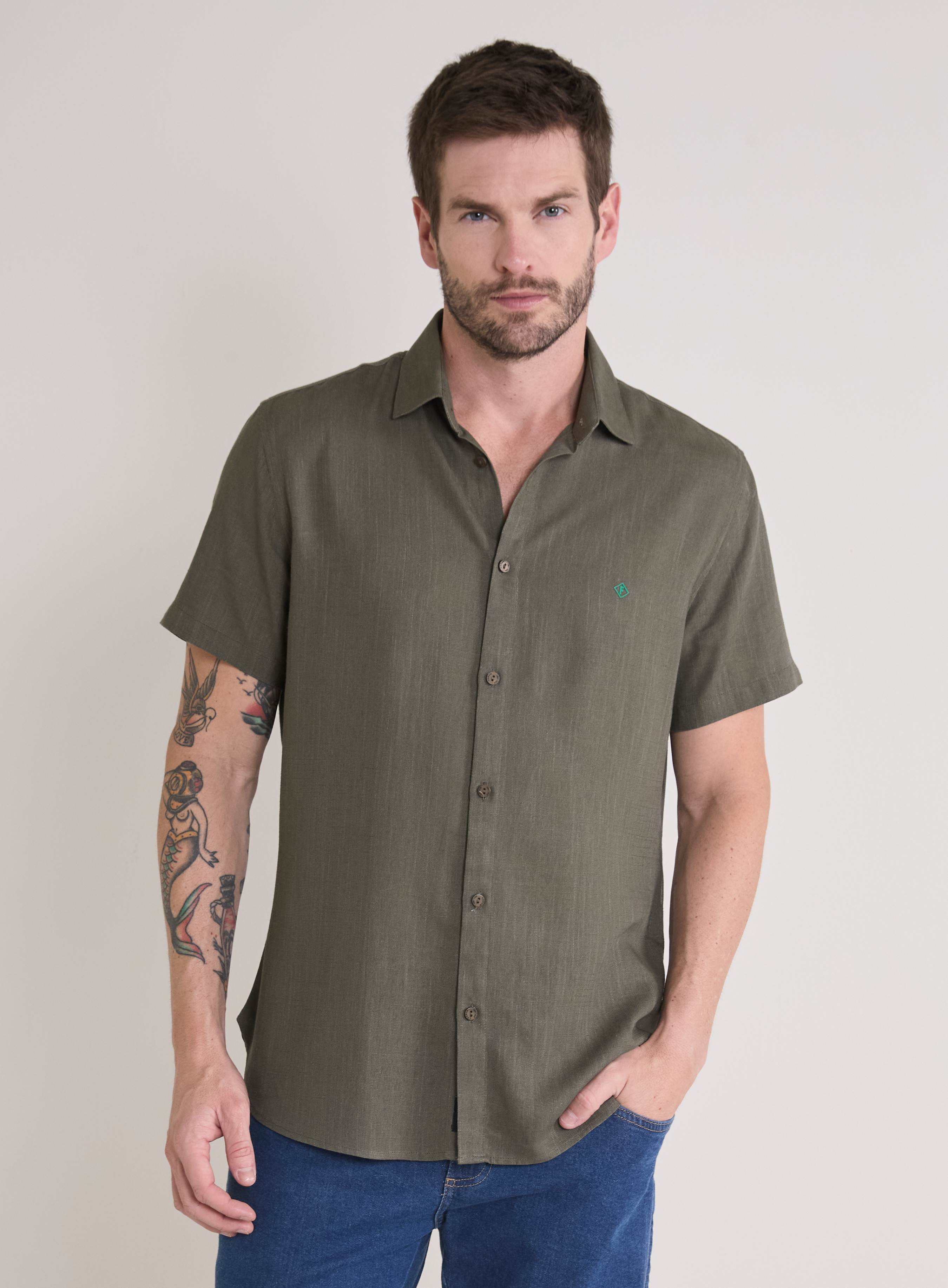 CAMISA LINHO ST BARTHS GG VERDE SAP