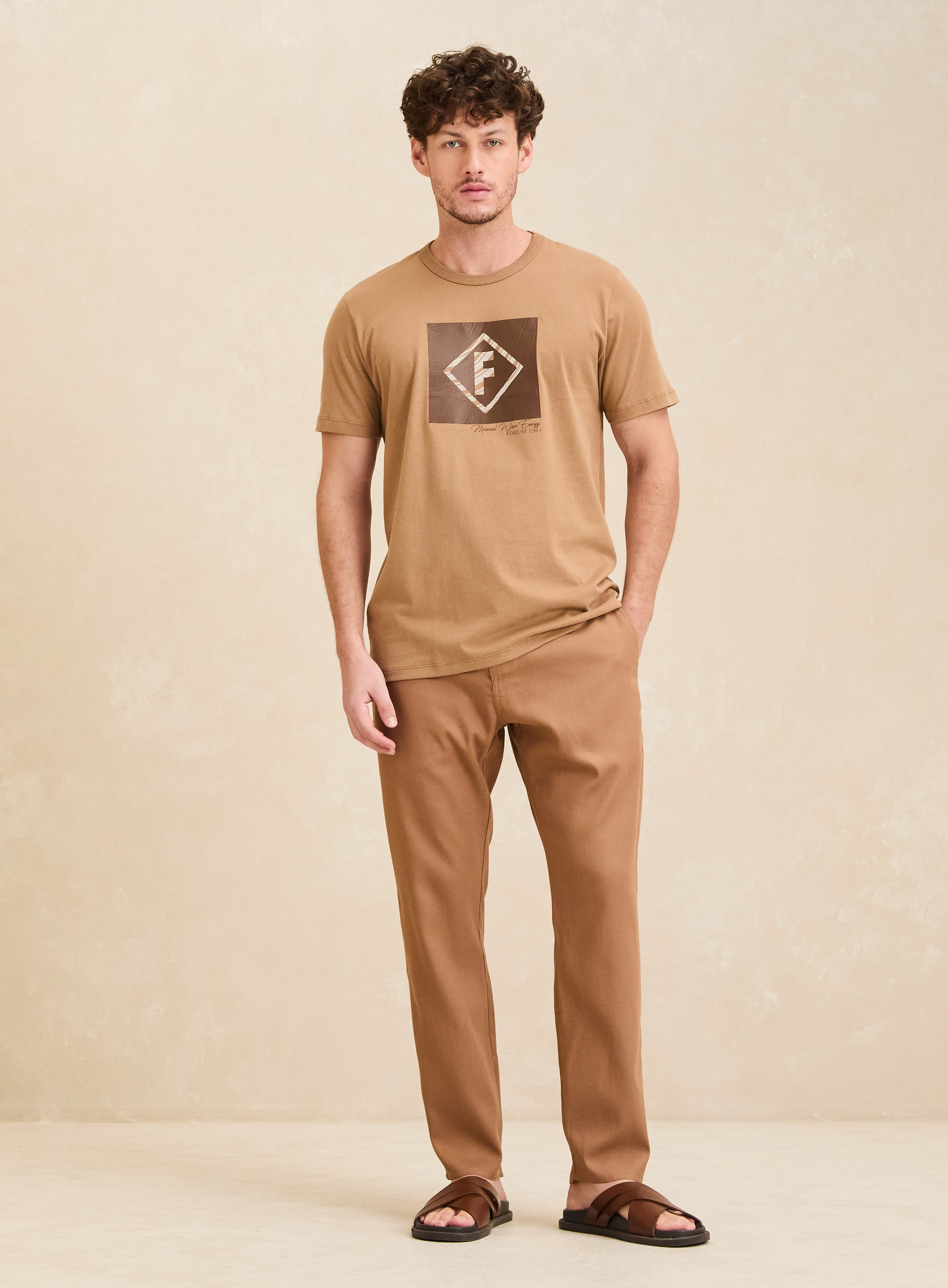 CALÇA LINHO M MARROM TIMUR