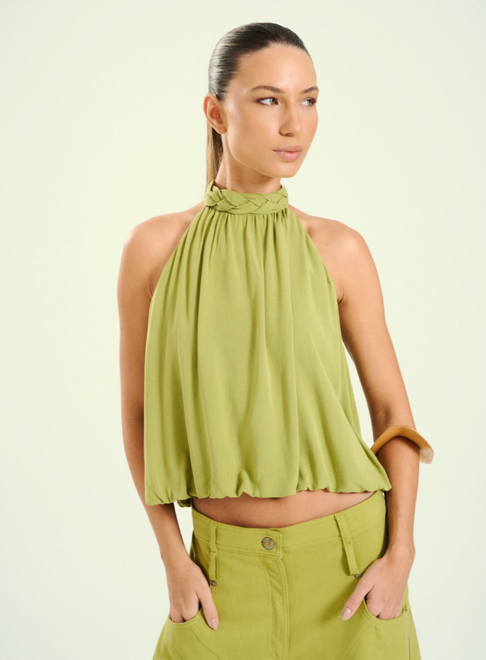 BLUSA OPEN GG VERDE LEMON GRA
