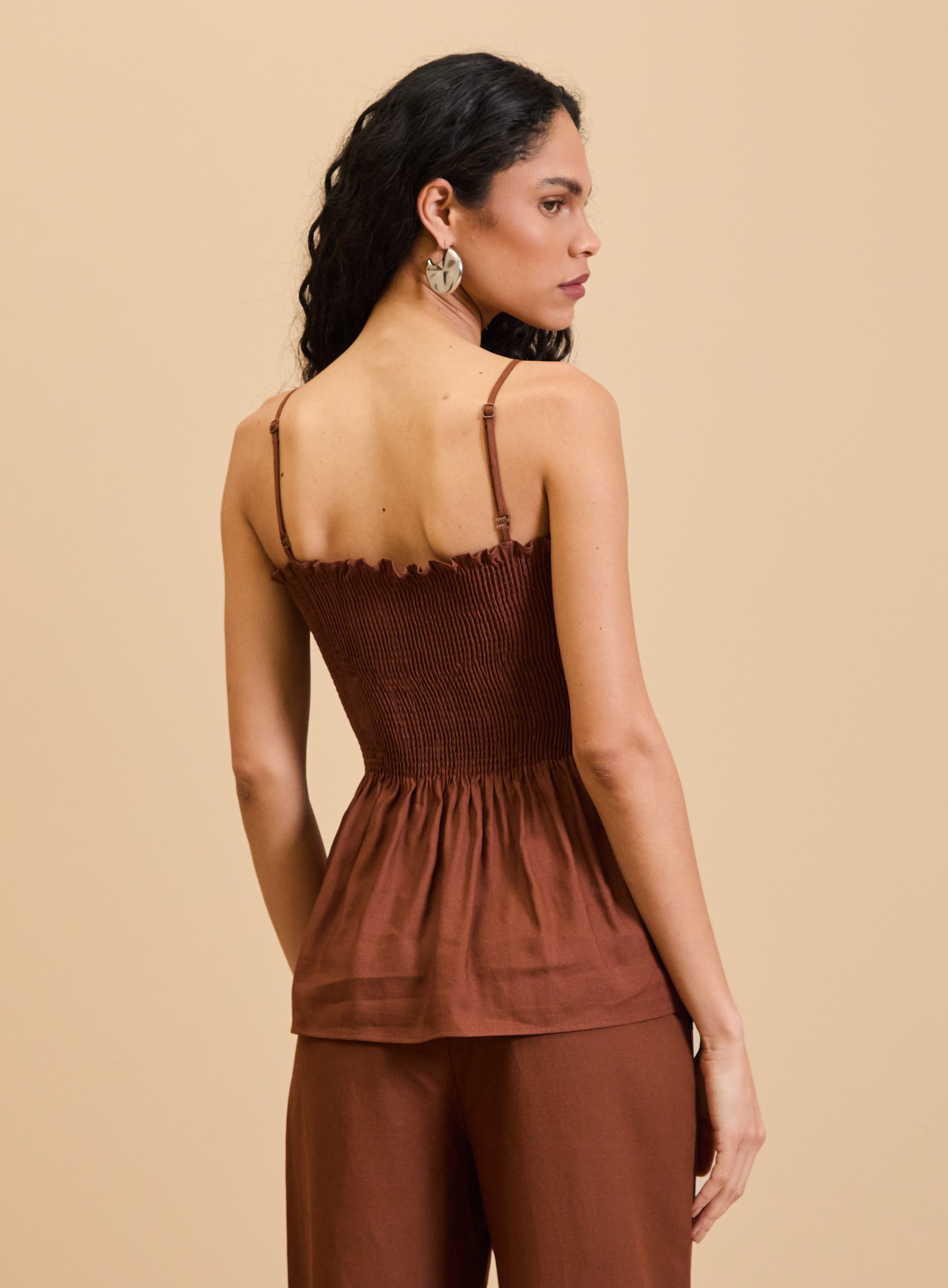 BLUSA LINHO M MARROM IMBUIA