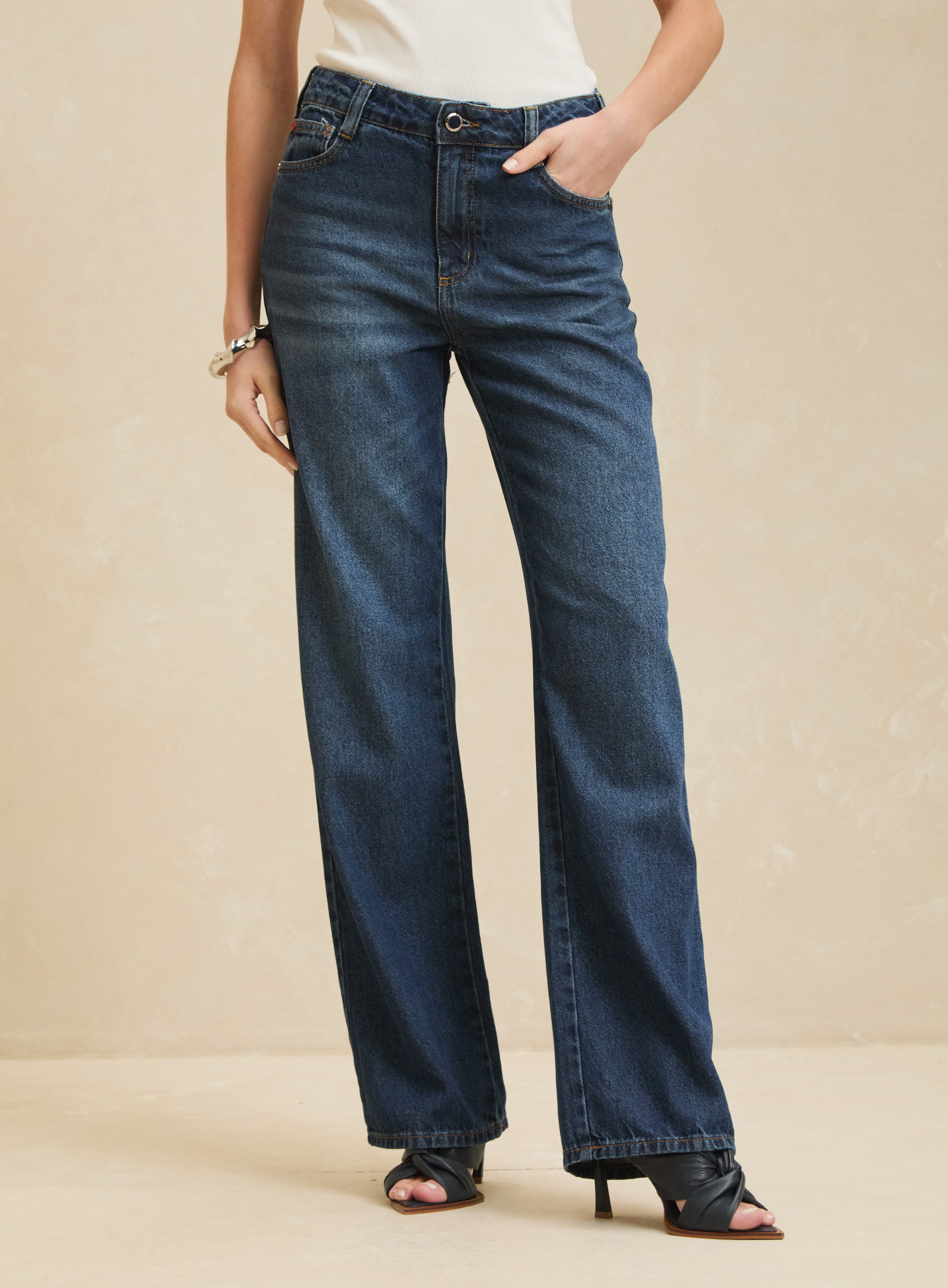 CALÇA JEANS RAQUEL WIDE LEG 38 INDIGO