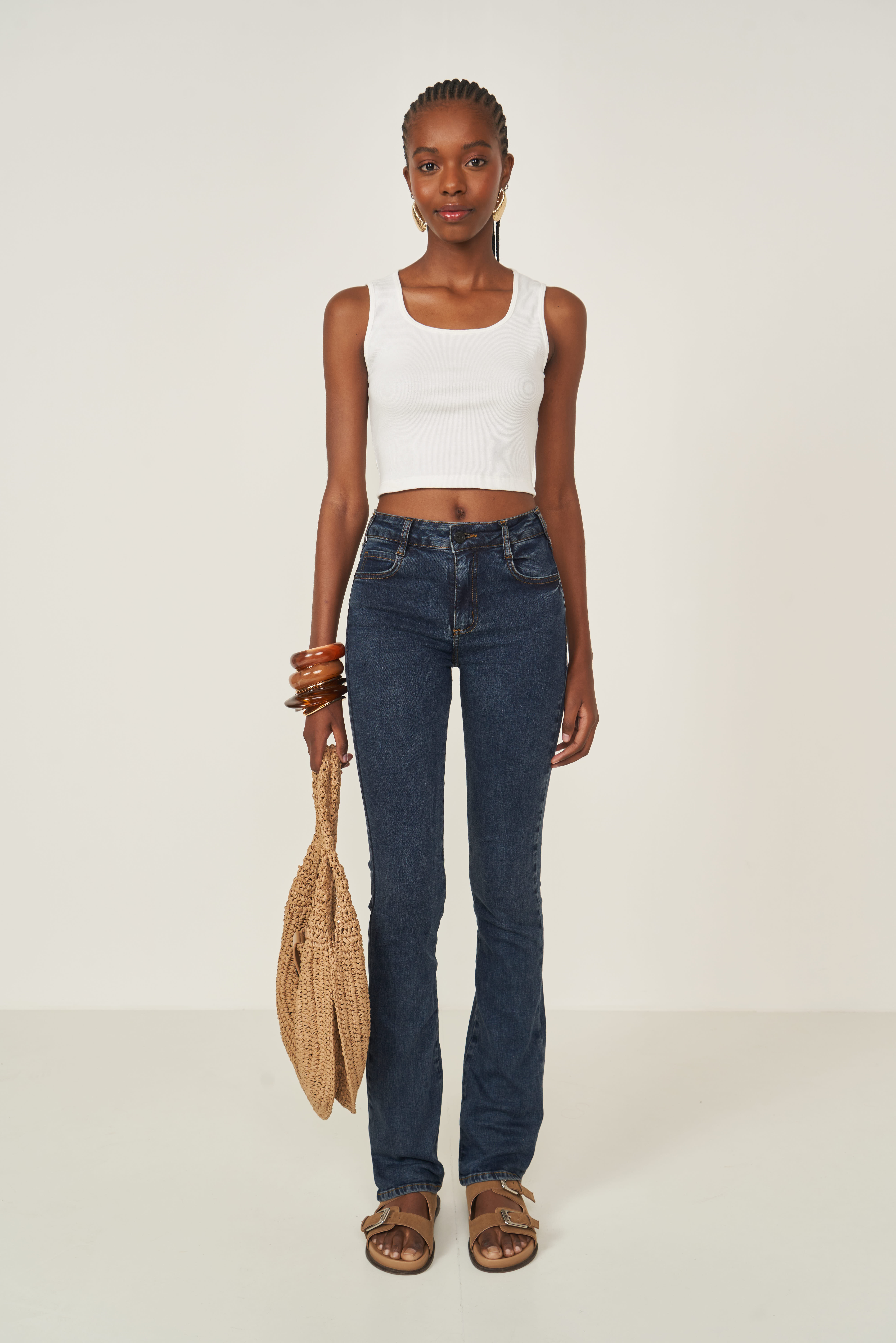 CALÇA JEANS BIA RETA 44 INDIGO