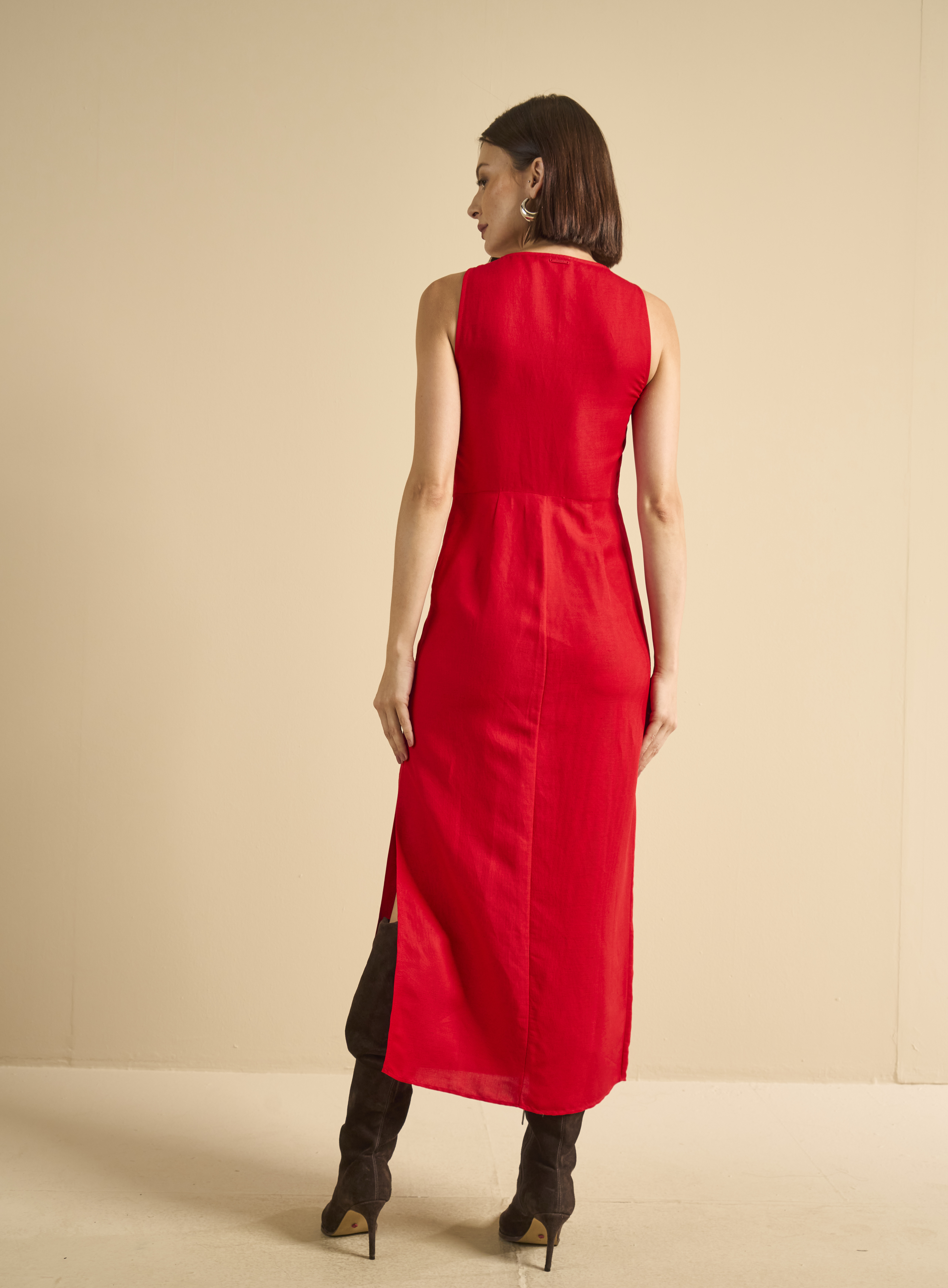 VESTIDO LINHO P VERMELHO SPARKLY