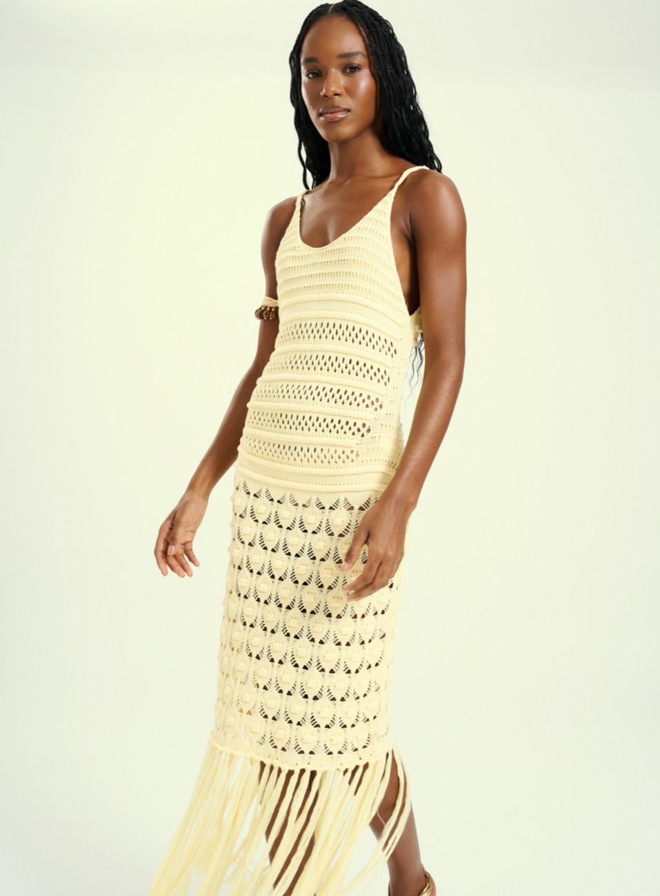VESTIDO TRICÔ G BEGE GOLDEN WHE