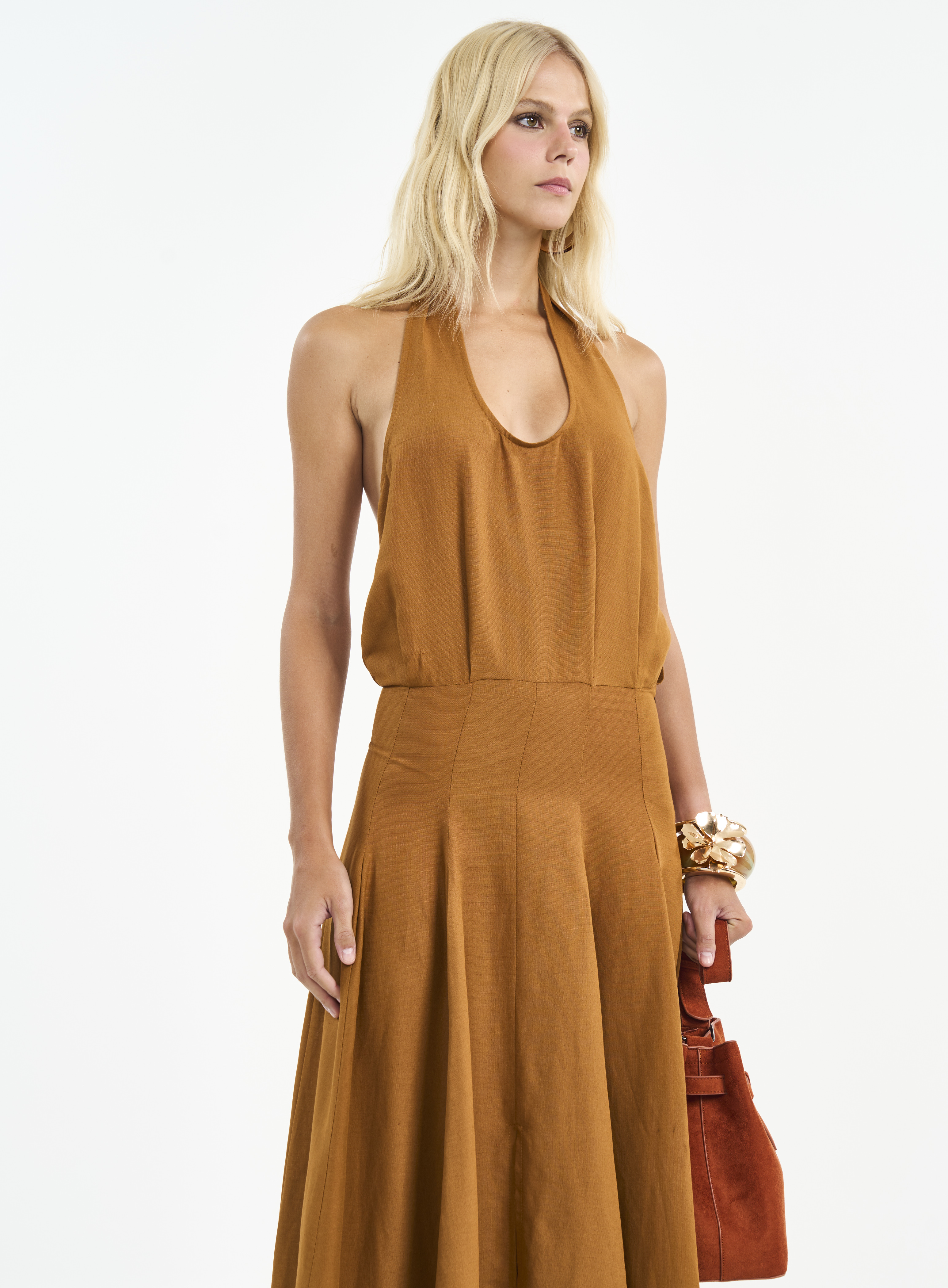VESTIDO LINHO G MARROM DROME