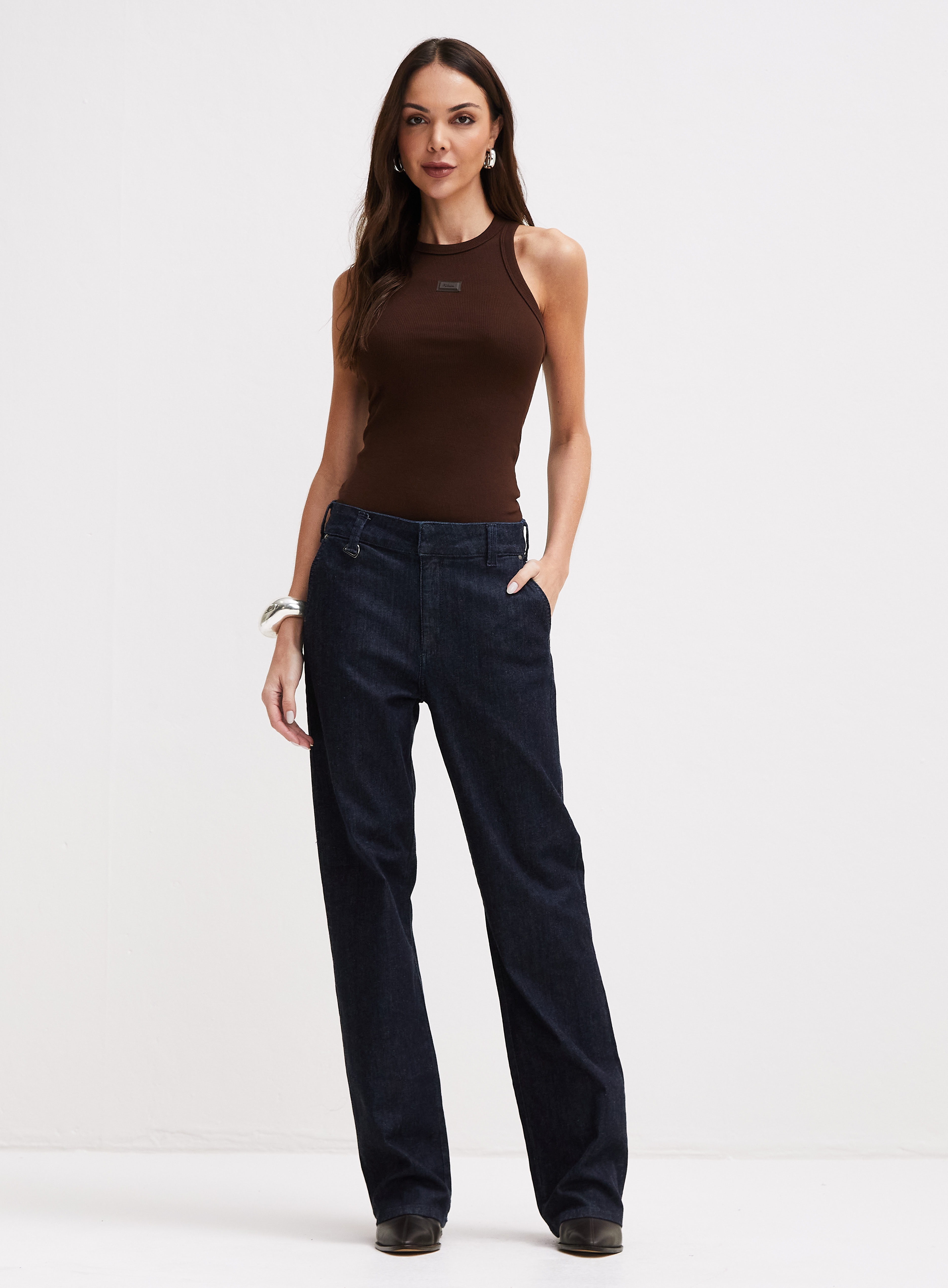 CALÇA JEANS RAQUEL WIDE LEG 42 INDIGO