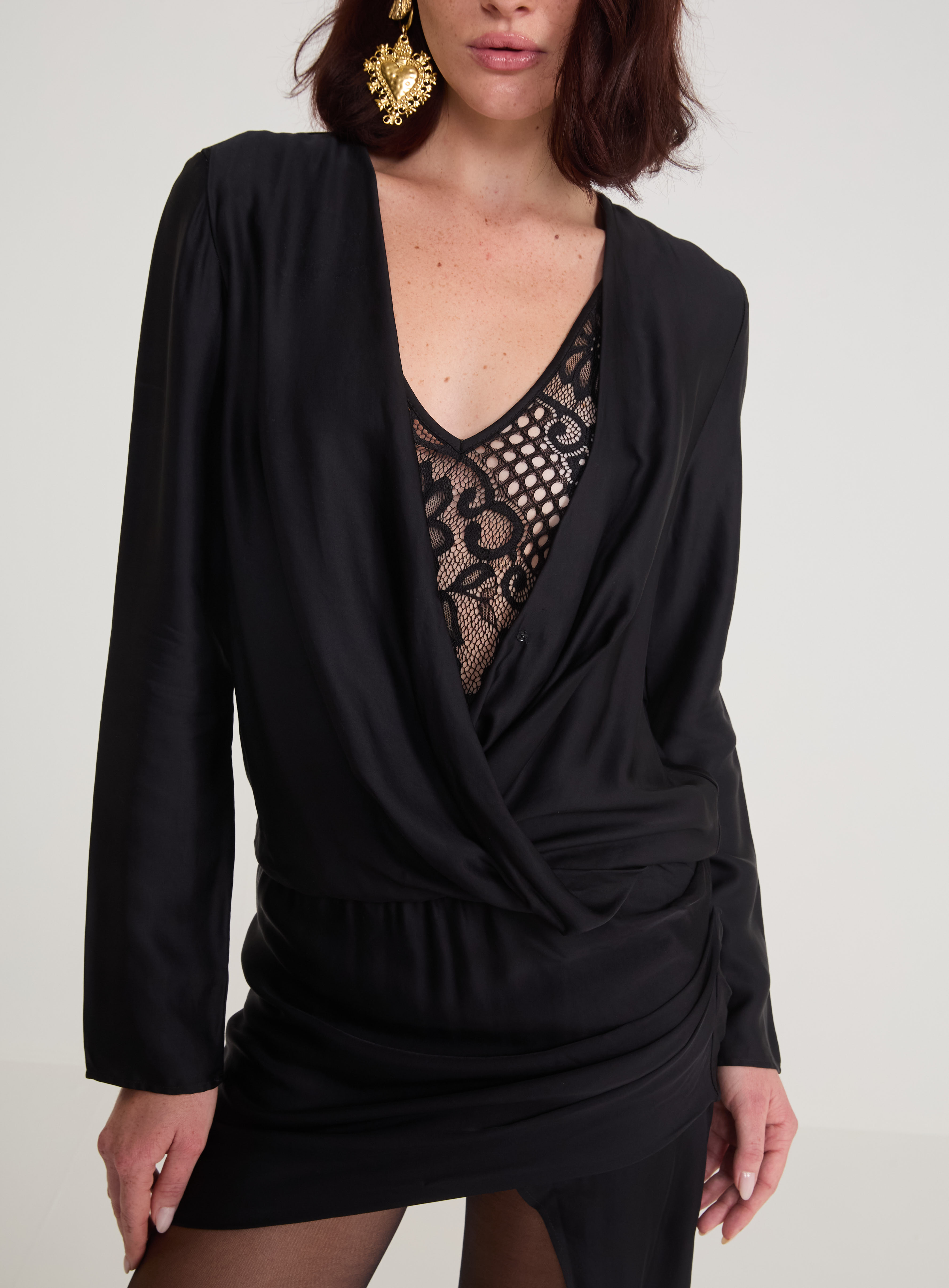 VESTIDO DETALHE RENDA M PRETO