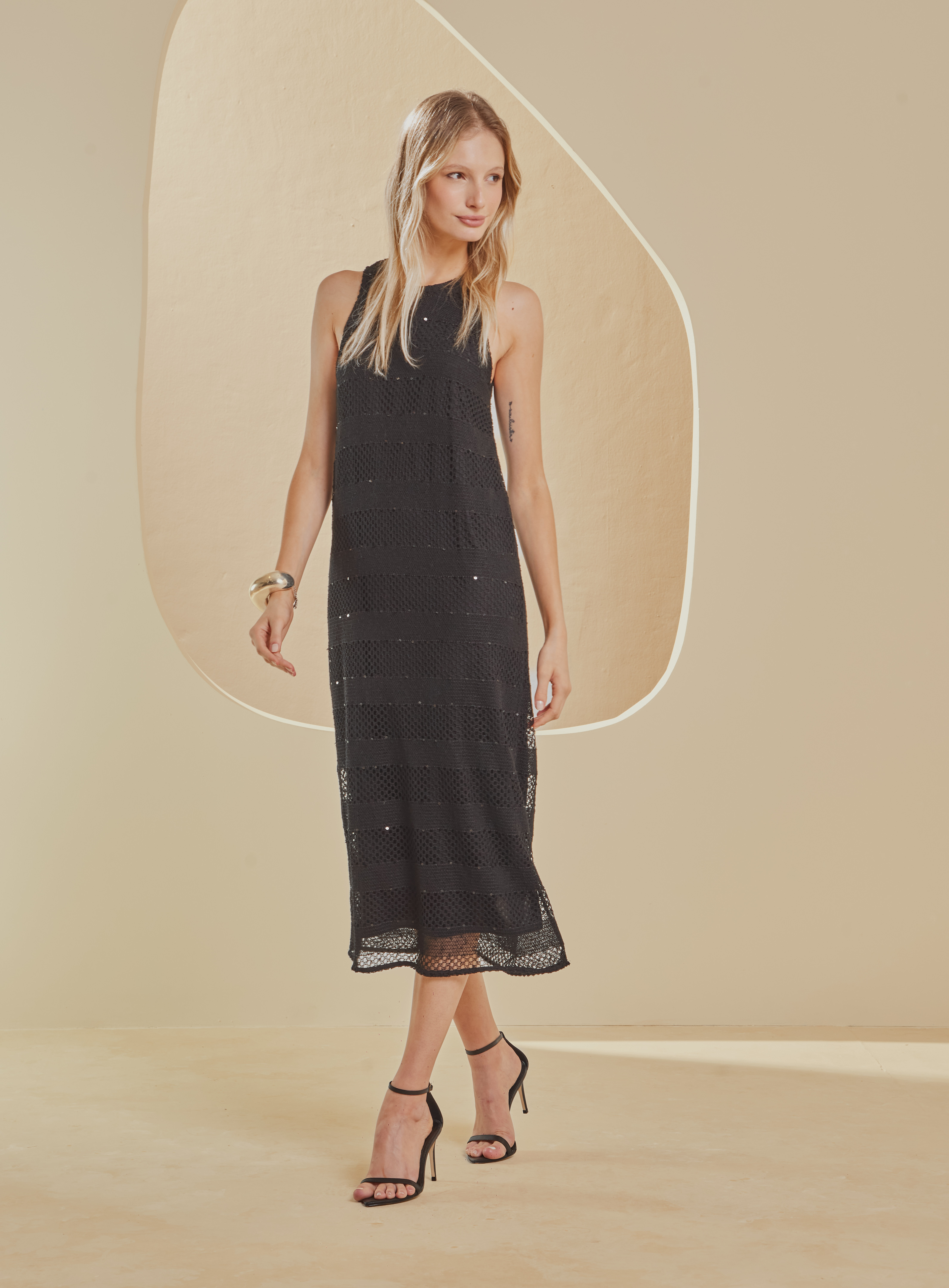 VESTIDO COM BRILHO M PRETO