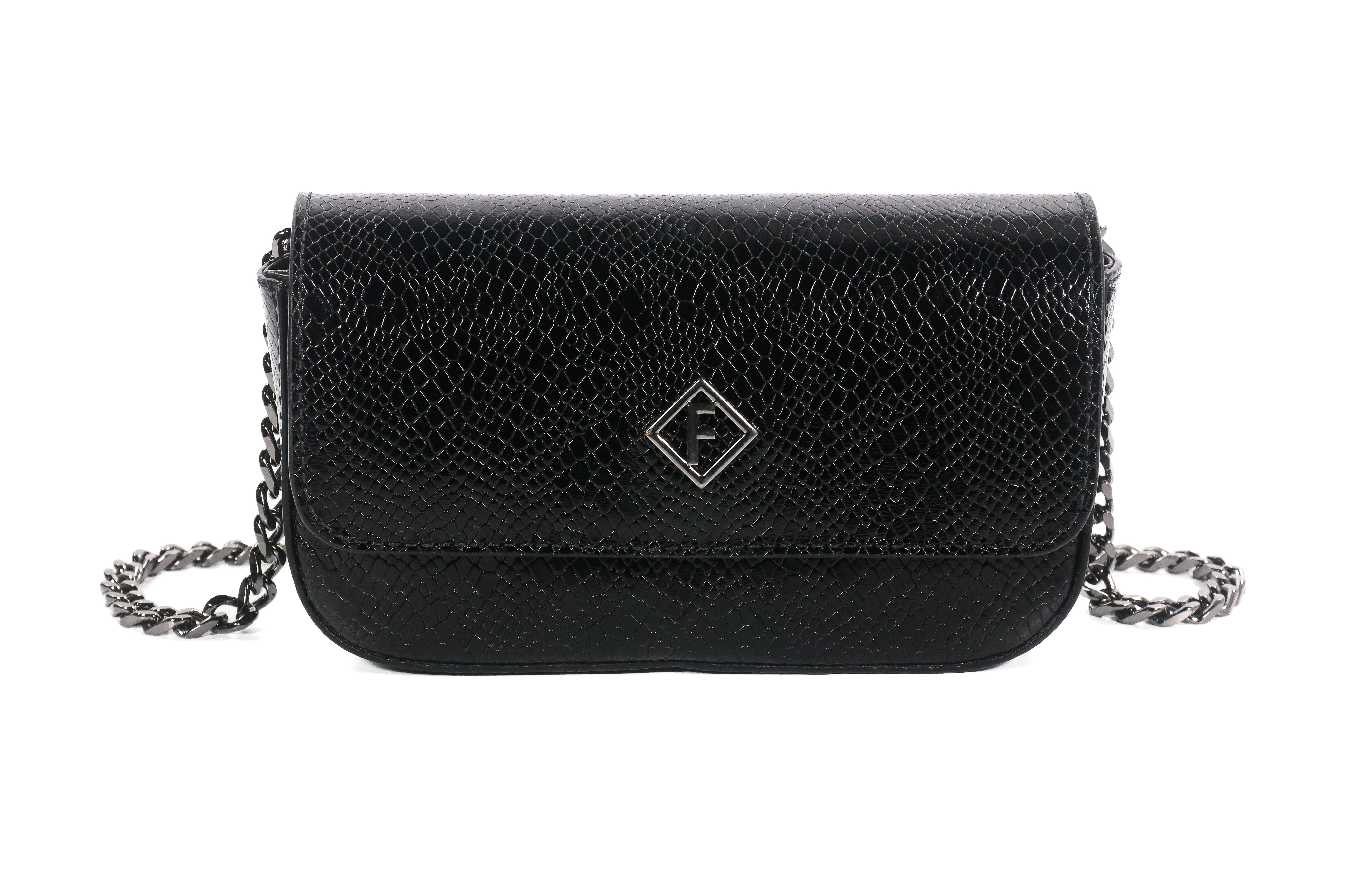 BOLSA CROSSBODY AYLA SNAKE FORUM U MARROM NOBUCK