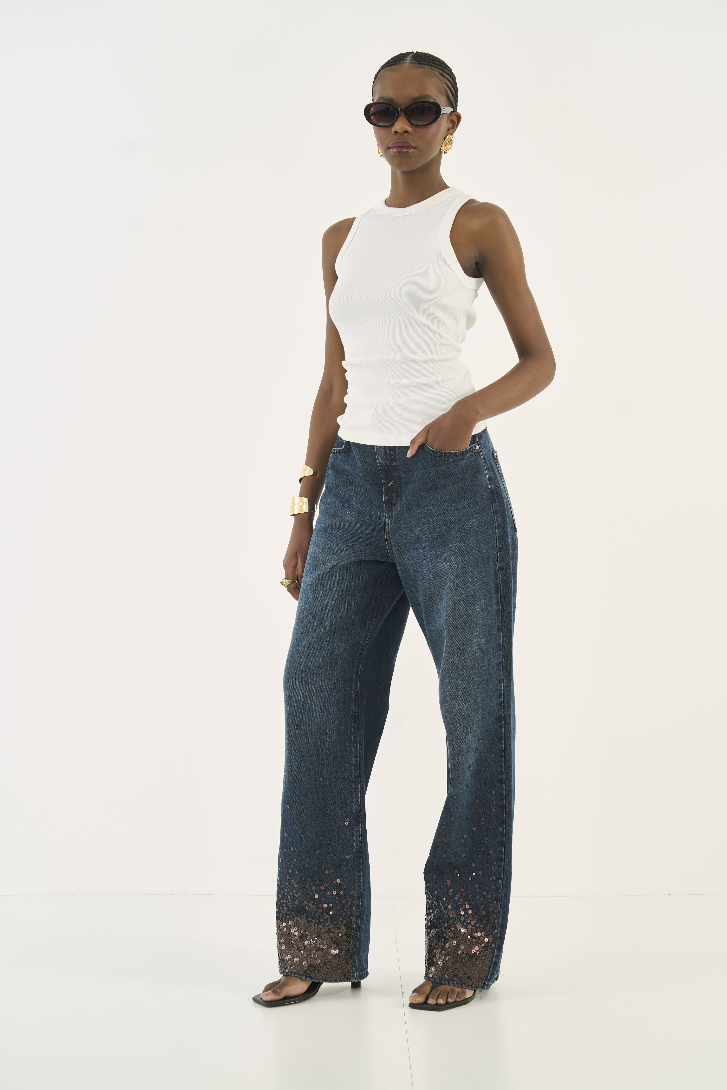 CALÇA JEANS LEONI LOW 36 INDIGO