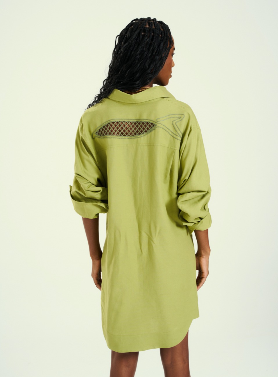 CHEMISIER LINHO BORDADO GG VERDE LEMON GRA