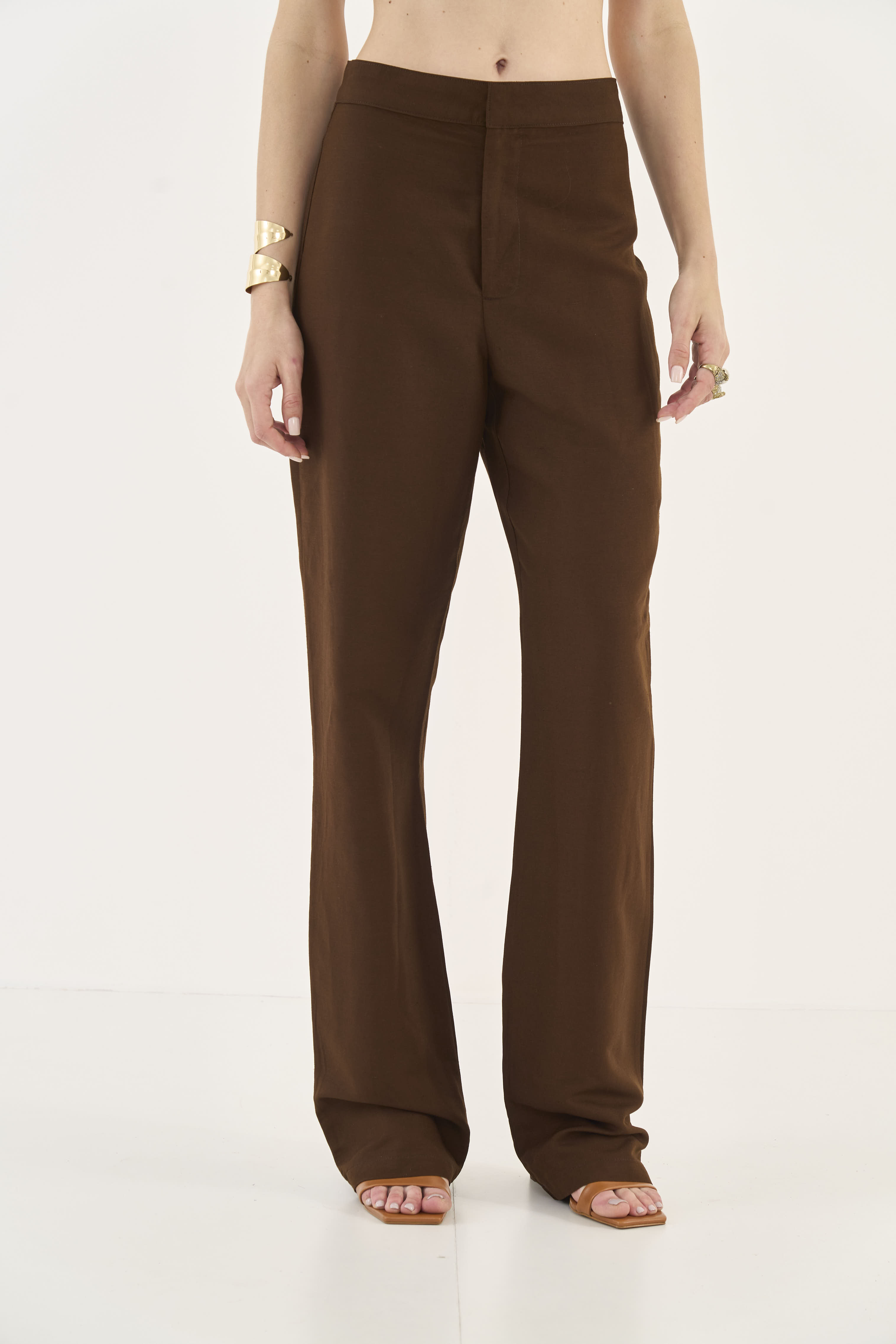 CALÇA LINHO M MARROM NOBUCK