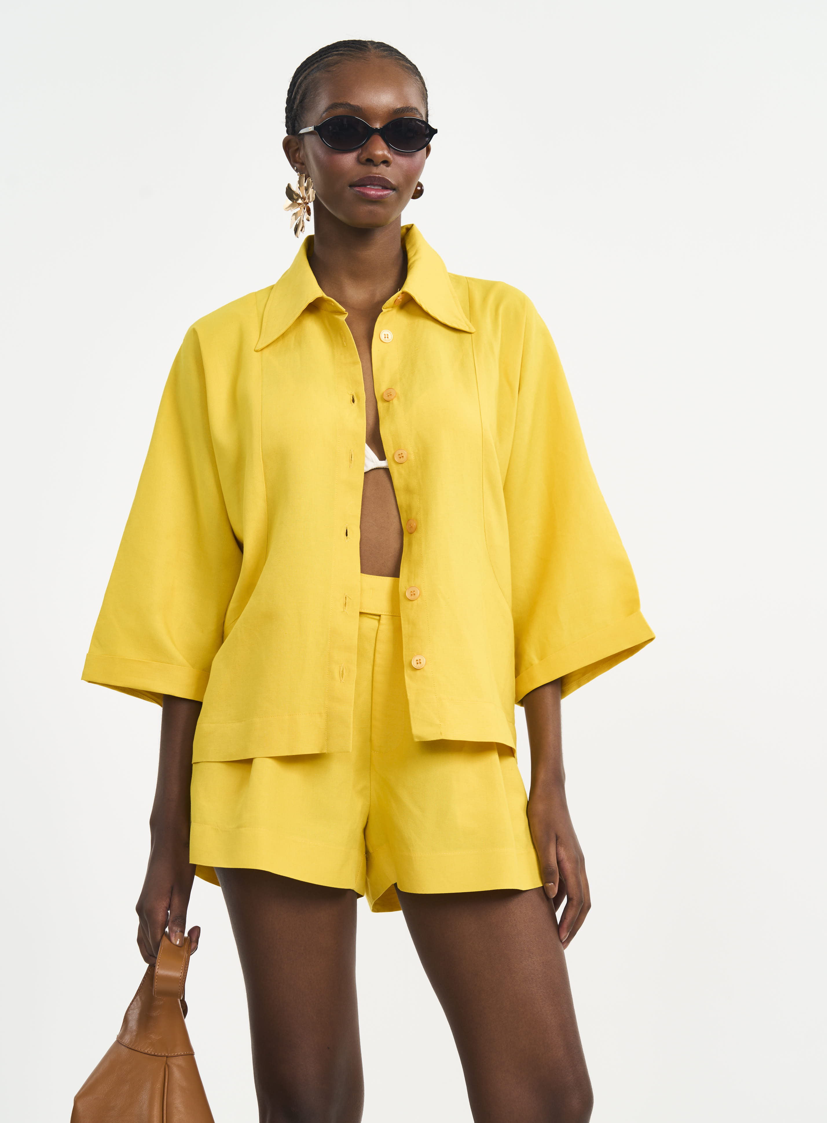 CAMISA LINHO P AMARELO POLEN