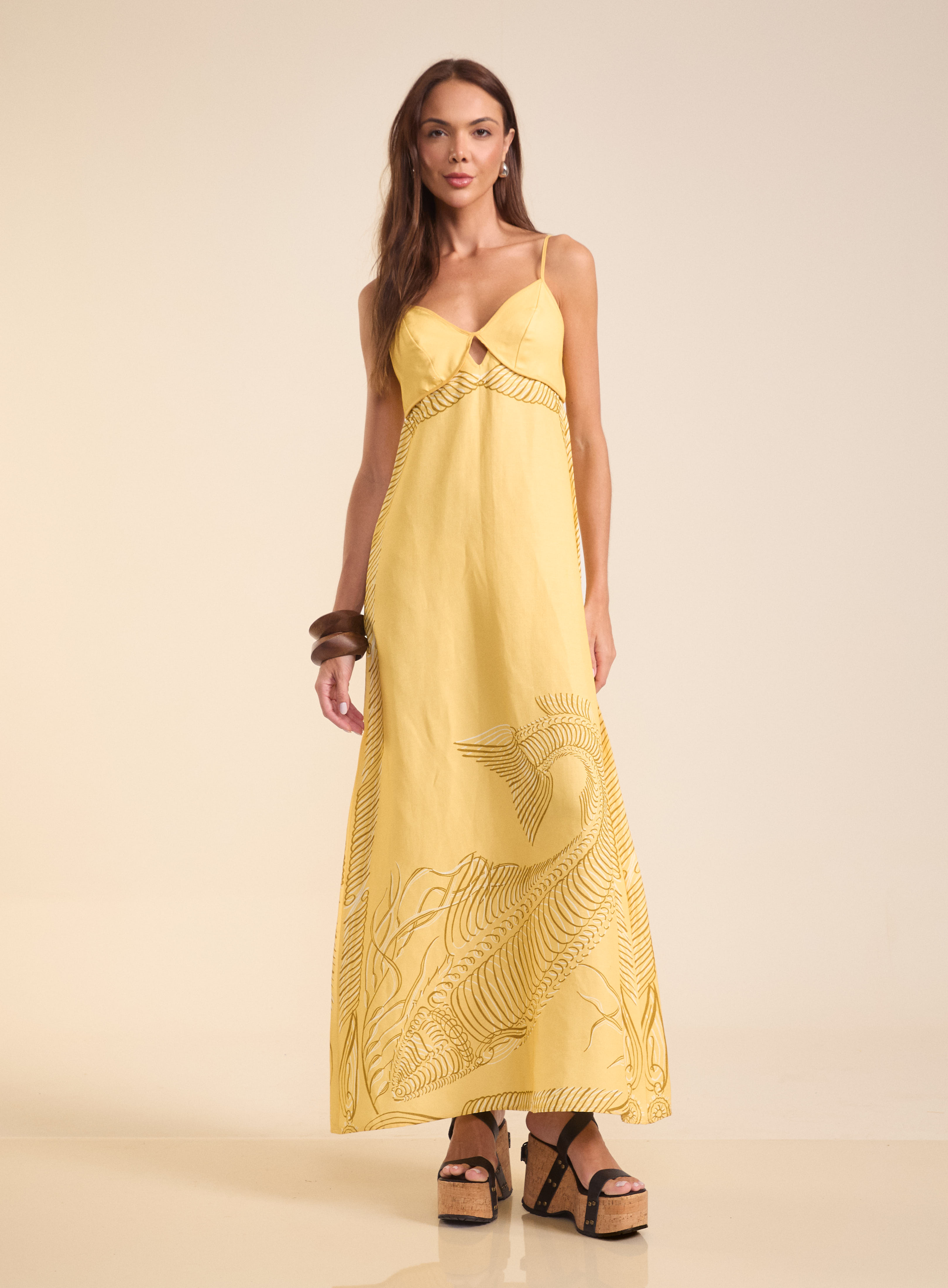VESTIDO LINHO ESTAMPADO G MARE SOLAR