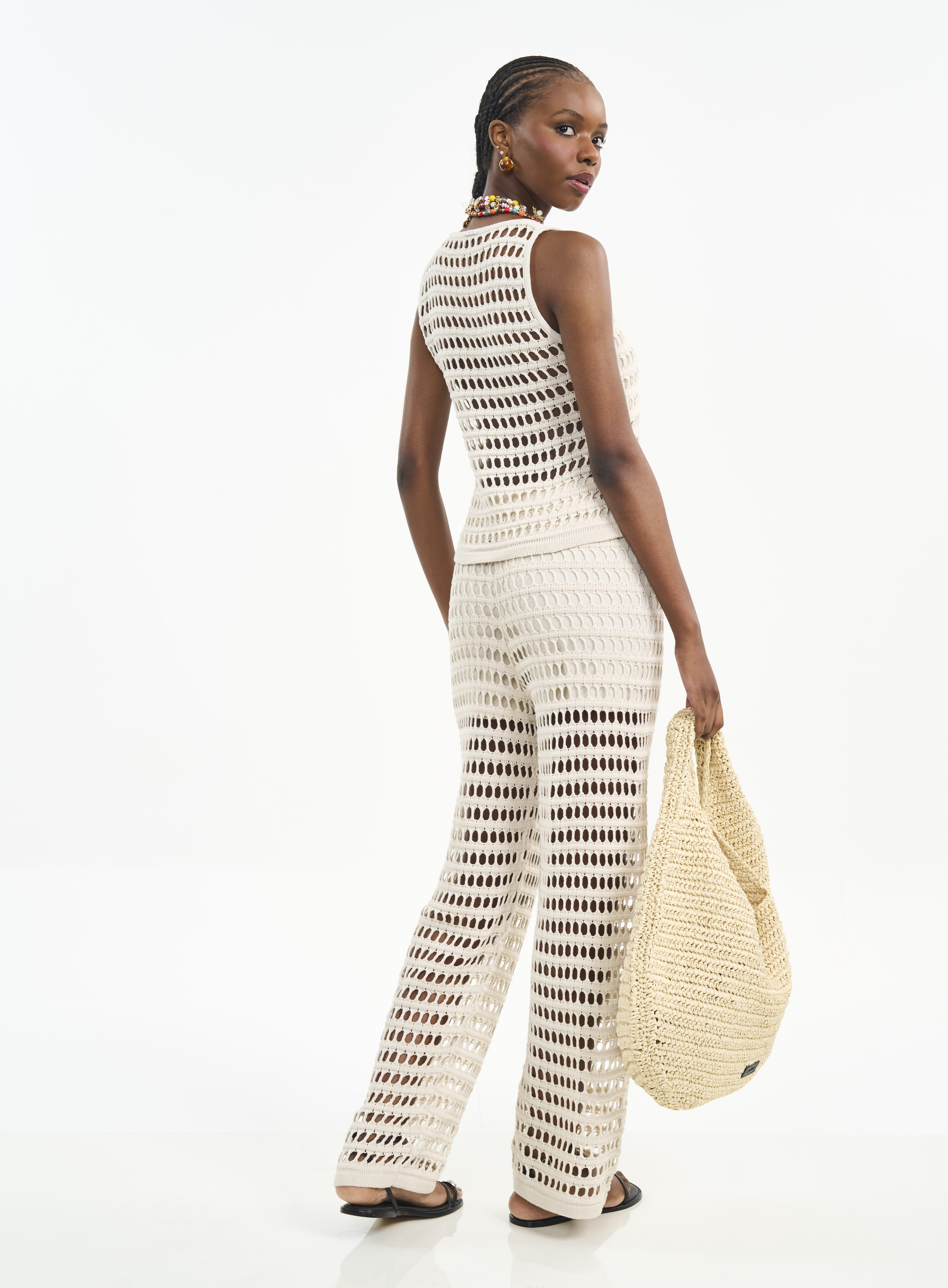 CALÇA TRICÔ P BEGE TAUPE