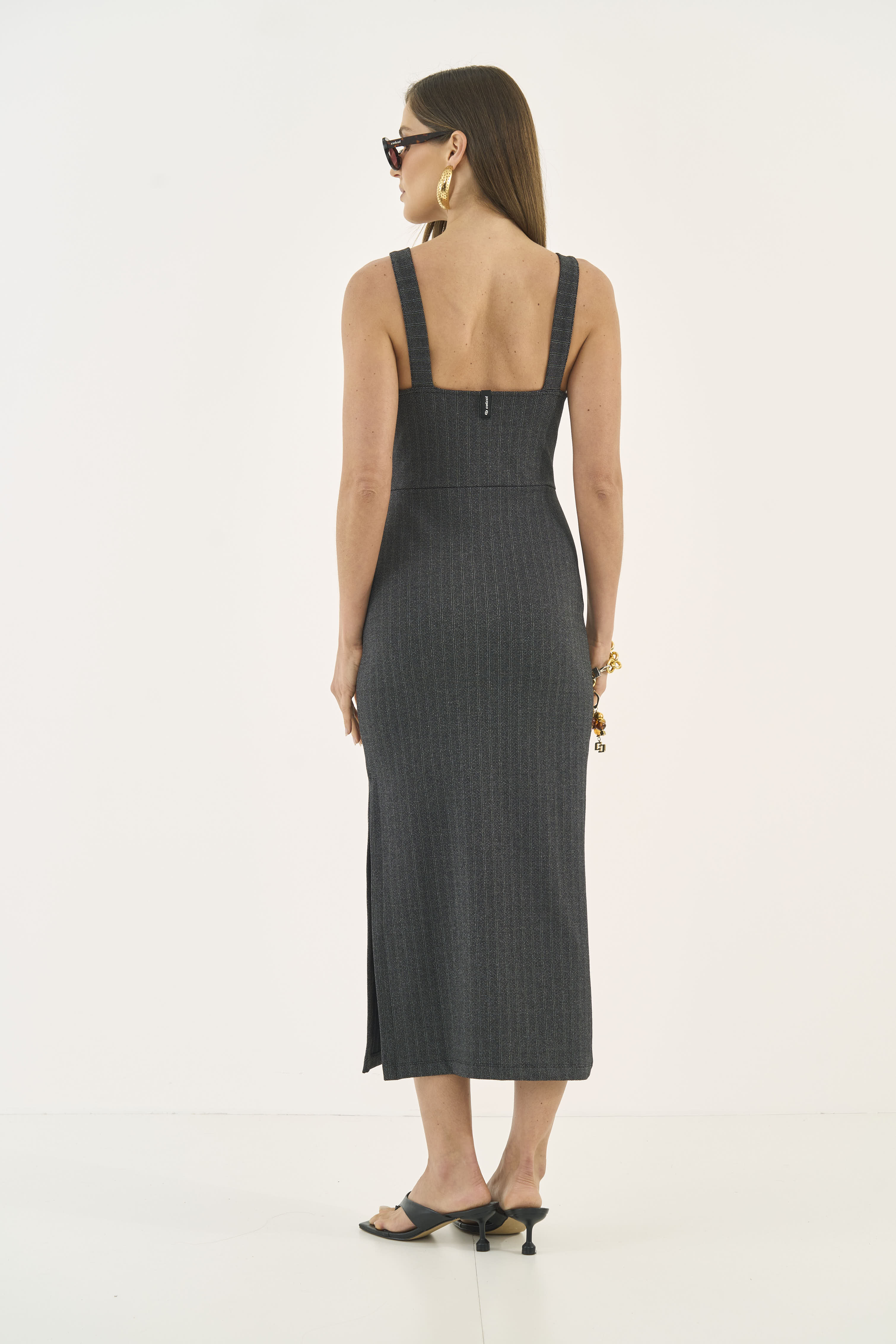 VESTIDO COLCCI G MESCLA GRAFITE