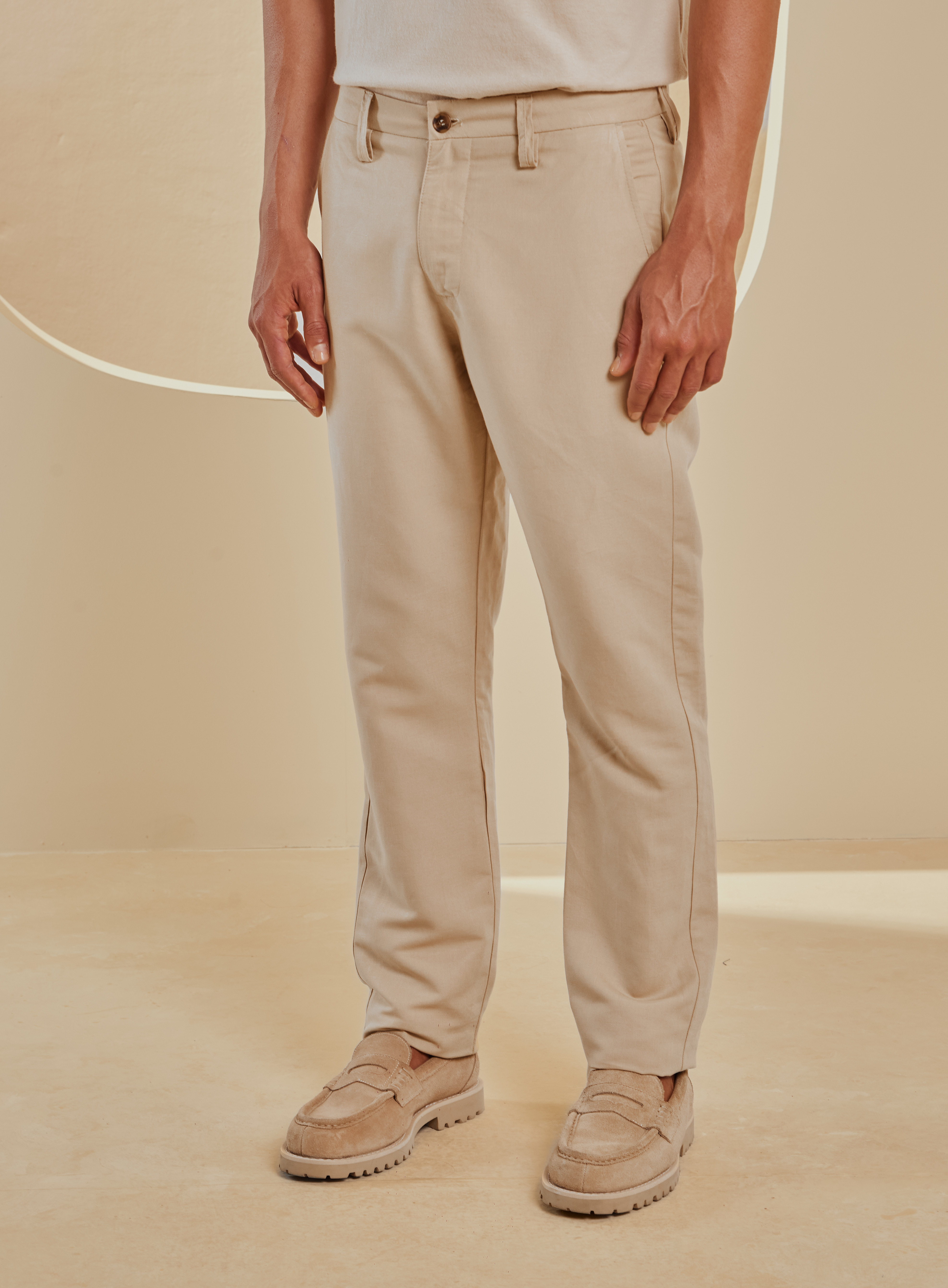 CALÇA LINHO G BEGE MACHIATTO