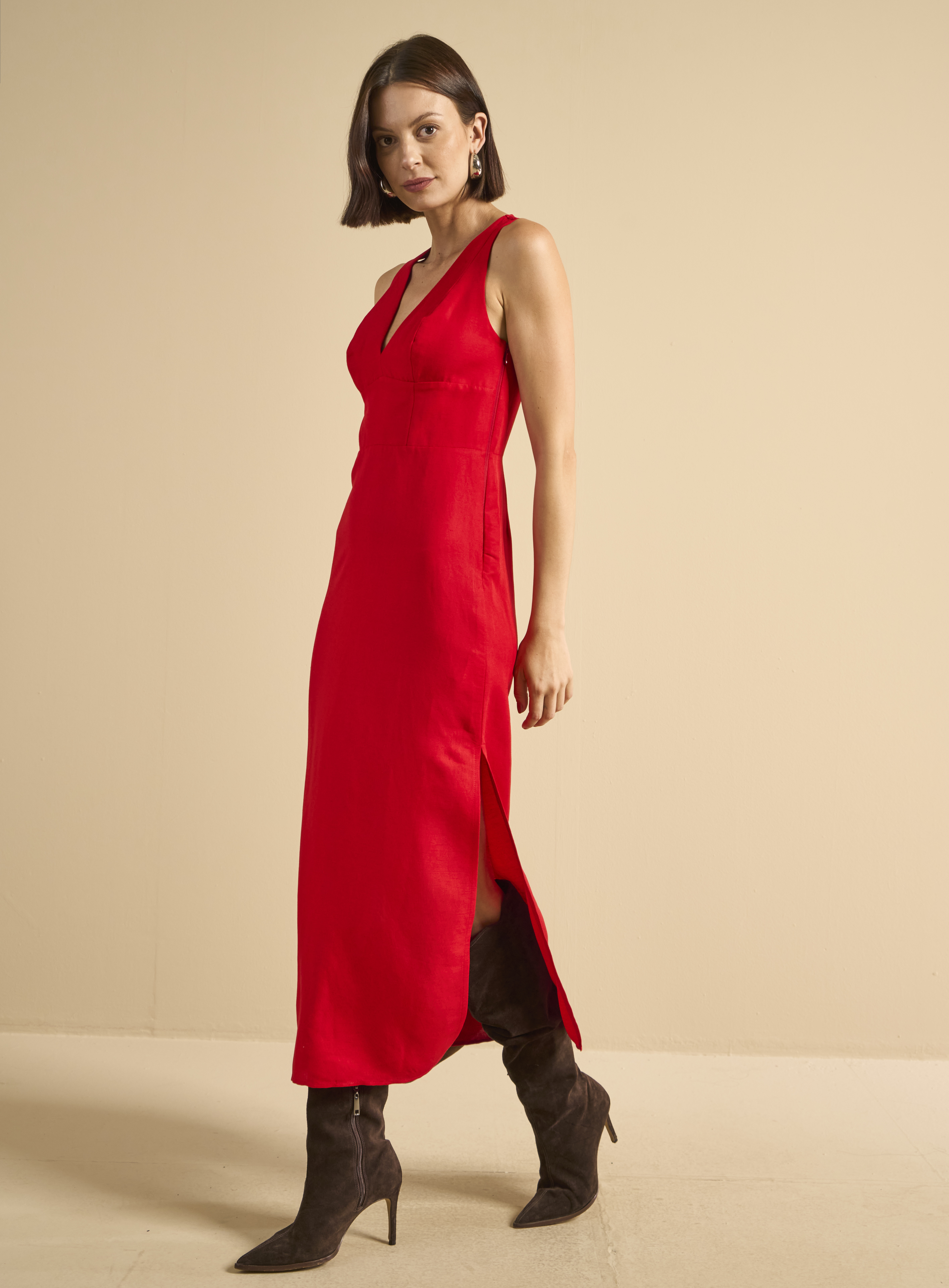 VESTIDO LINHO P VERMELHO SPARKLY