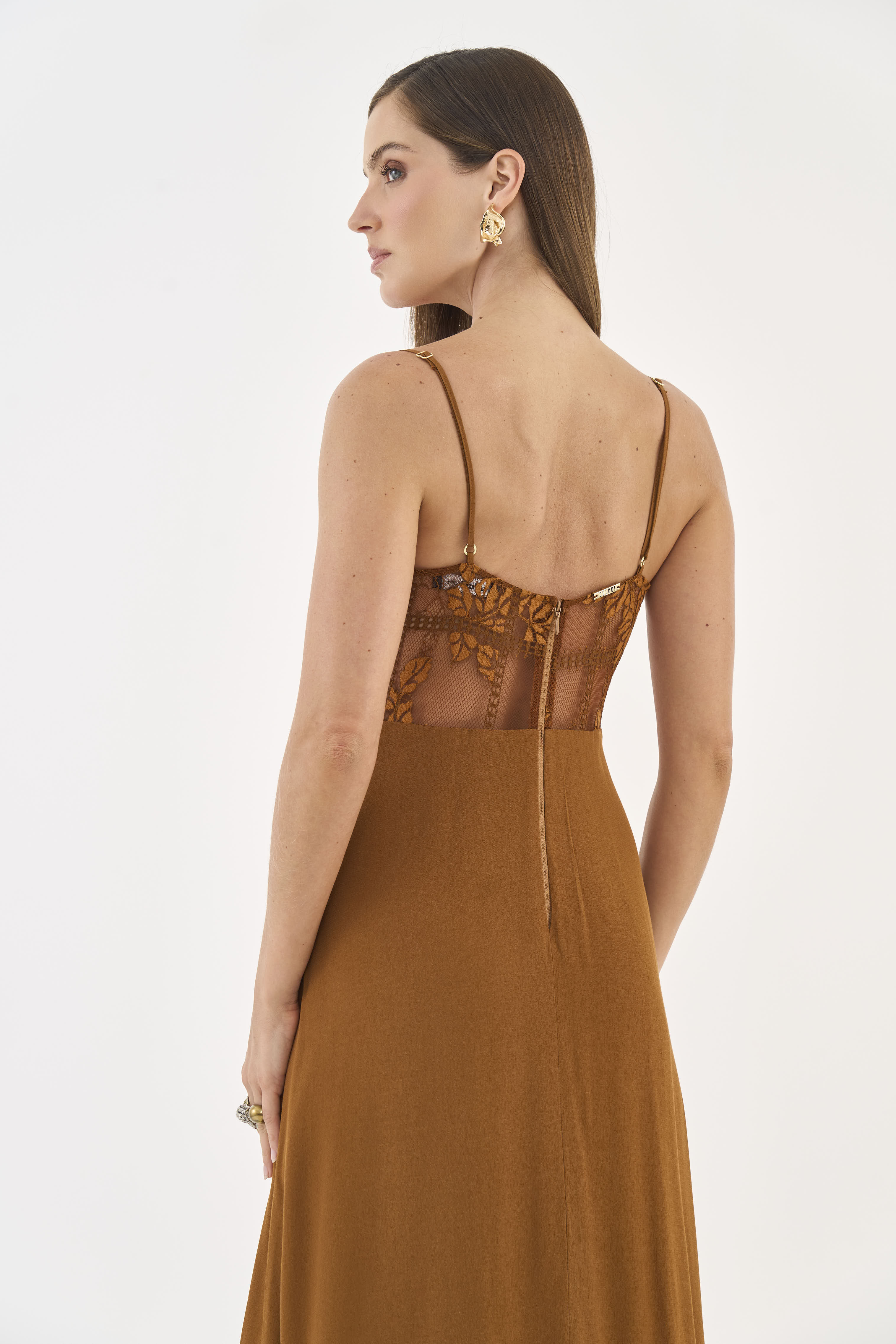 VESTIDO RENDA M MARROM DROME