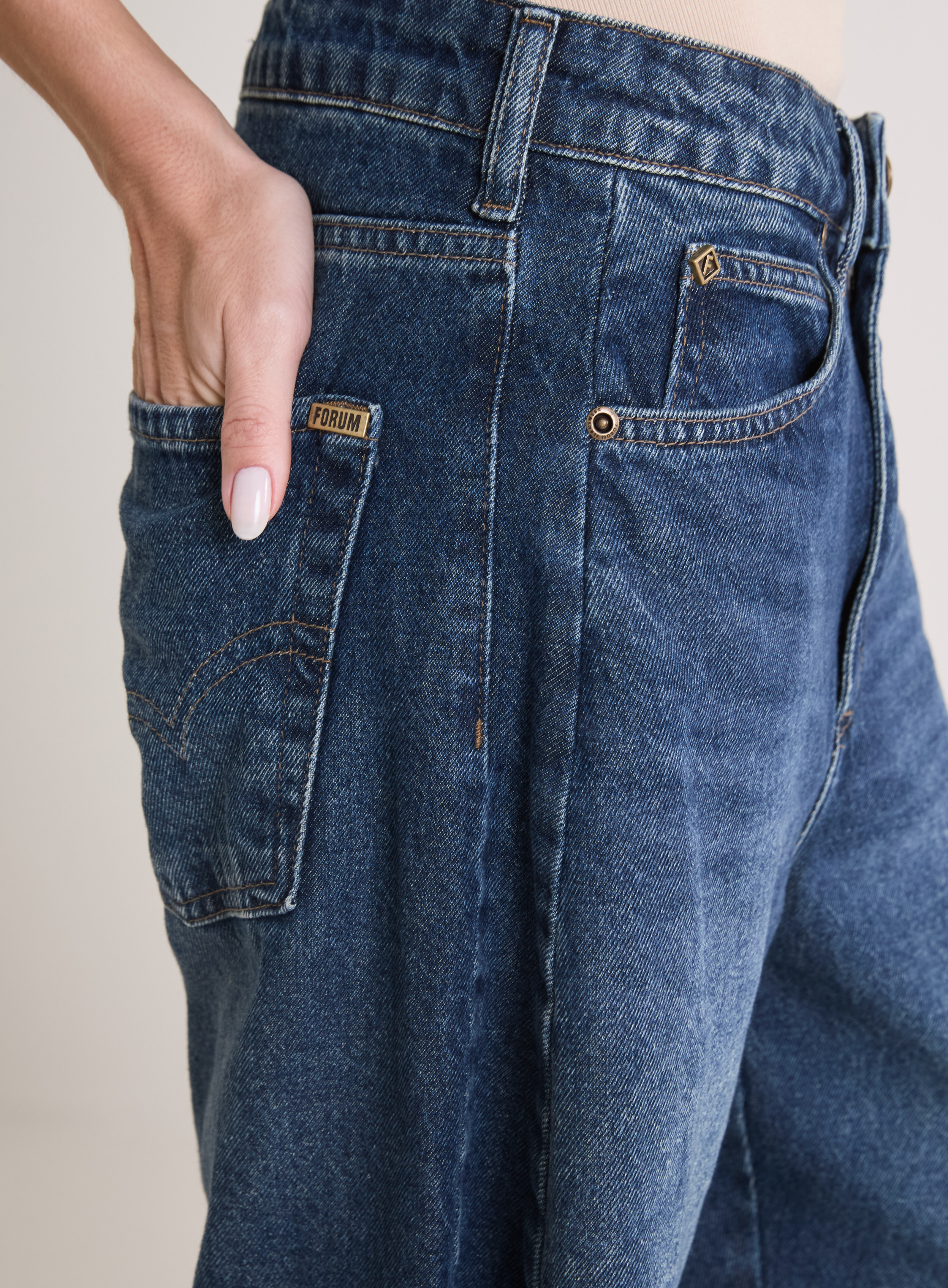 BERMUDA JEANS BARREL 38 INDIGO