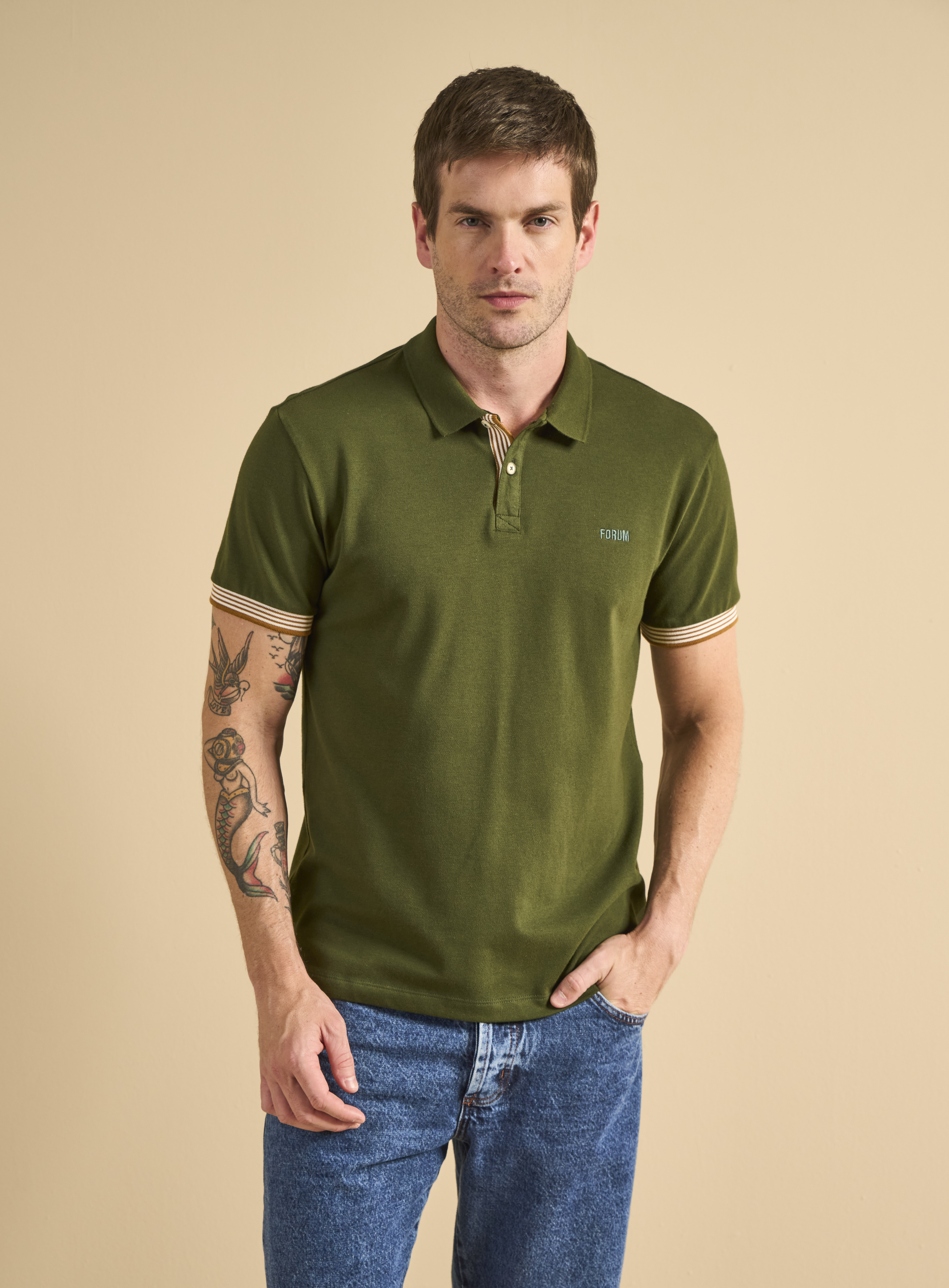 POLO FORUM M VERDE ORGANIC