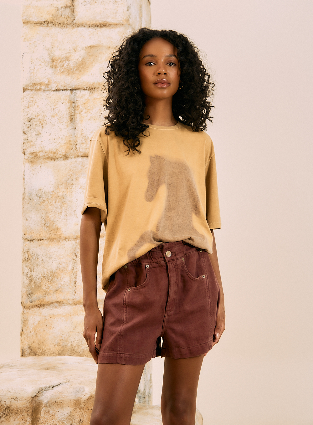 SHORT SARJA COMFORT 36 MARROM MALFITANO