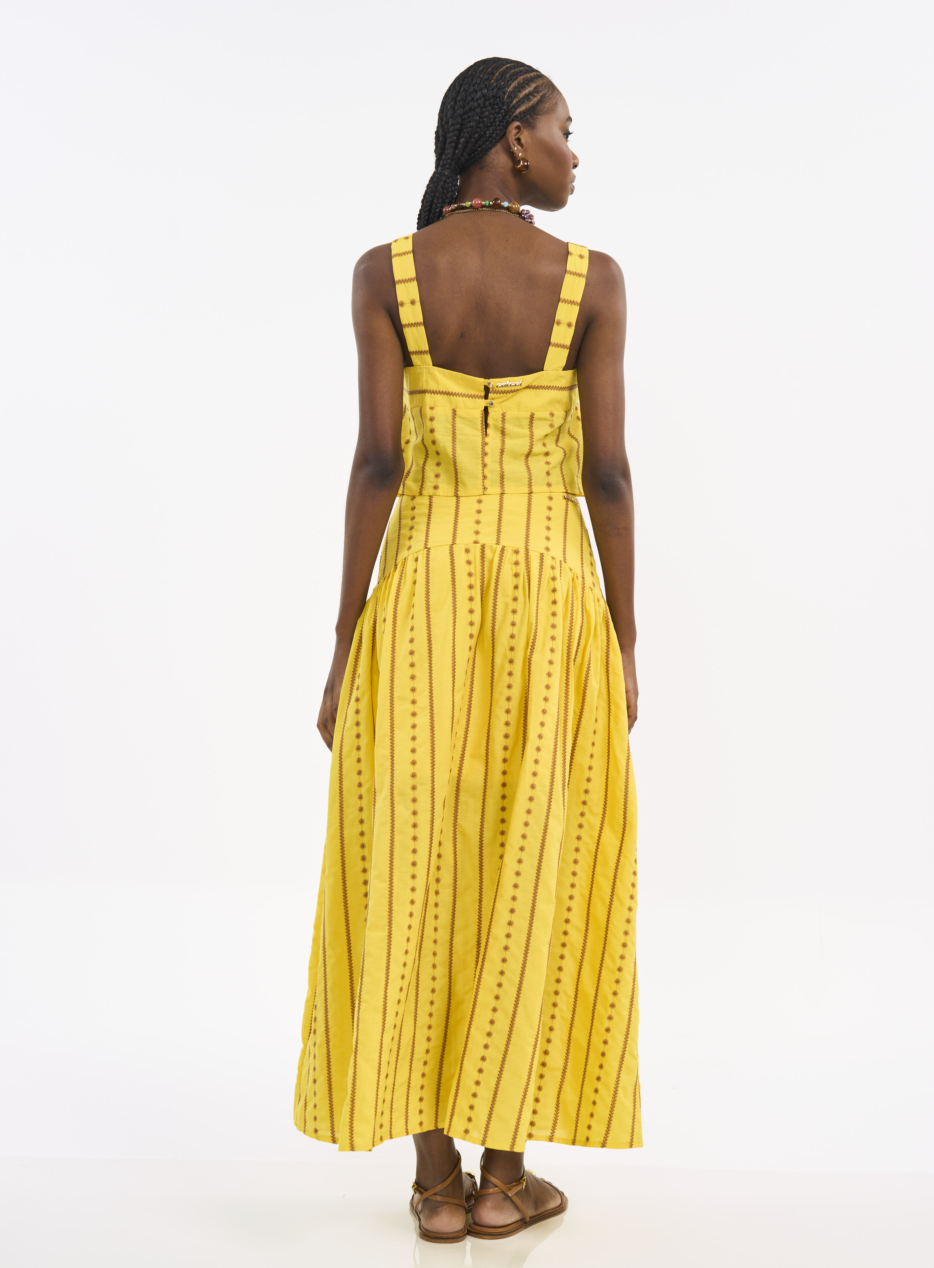 BLUSA BORDADA M AMARELO/MARROM