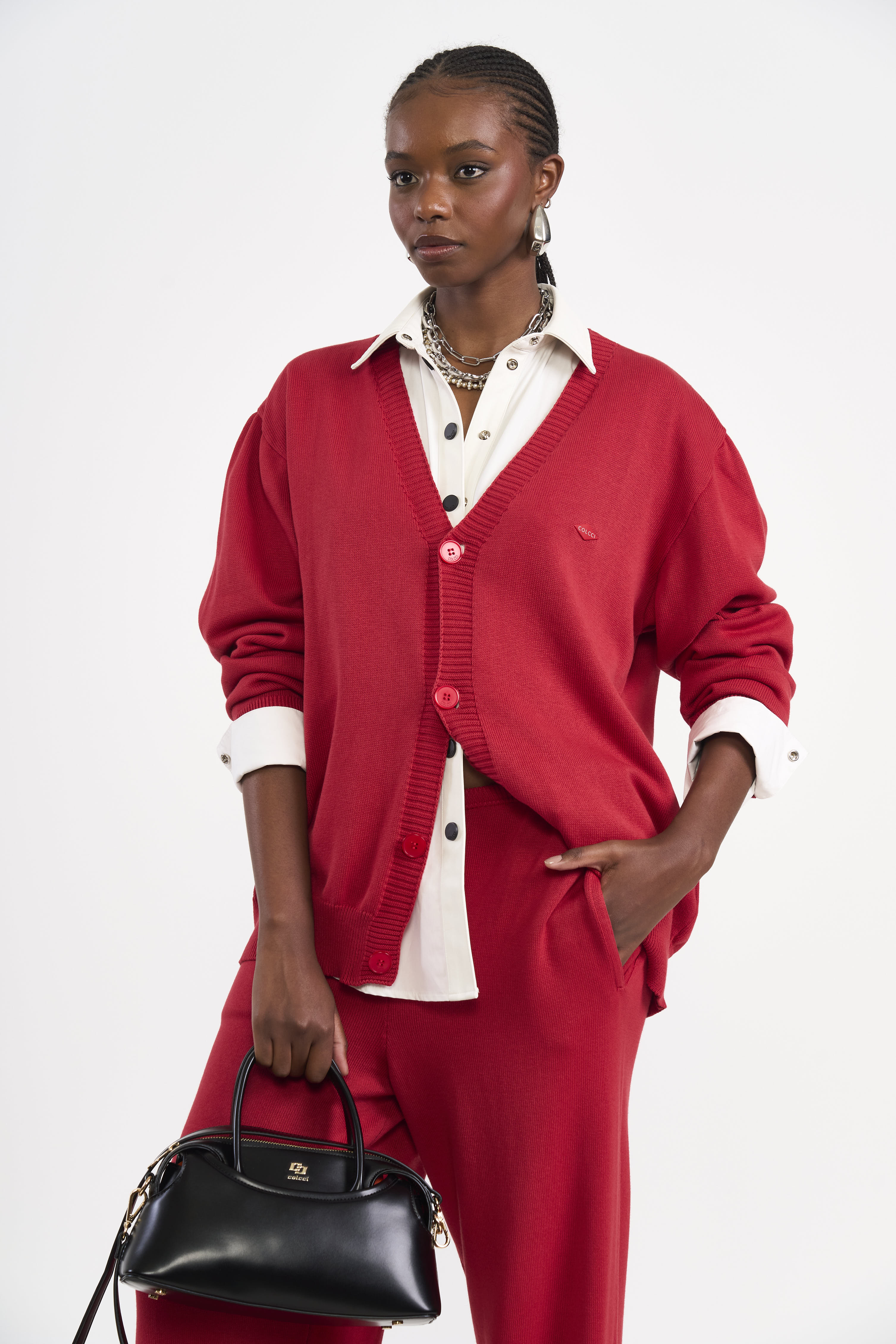 CARDIGAN TRICÔ G VERMELHO SPARKLY