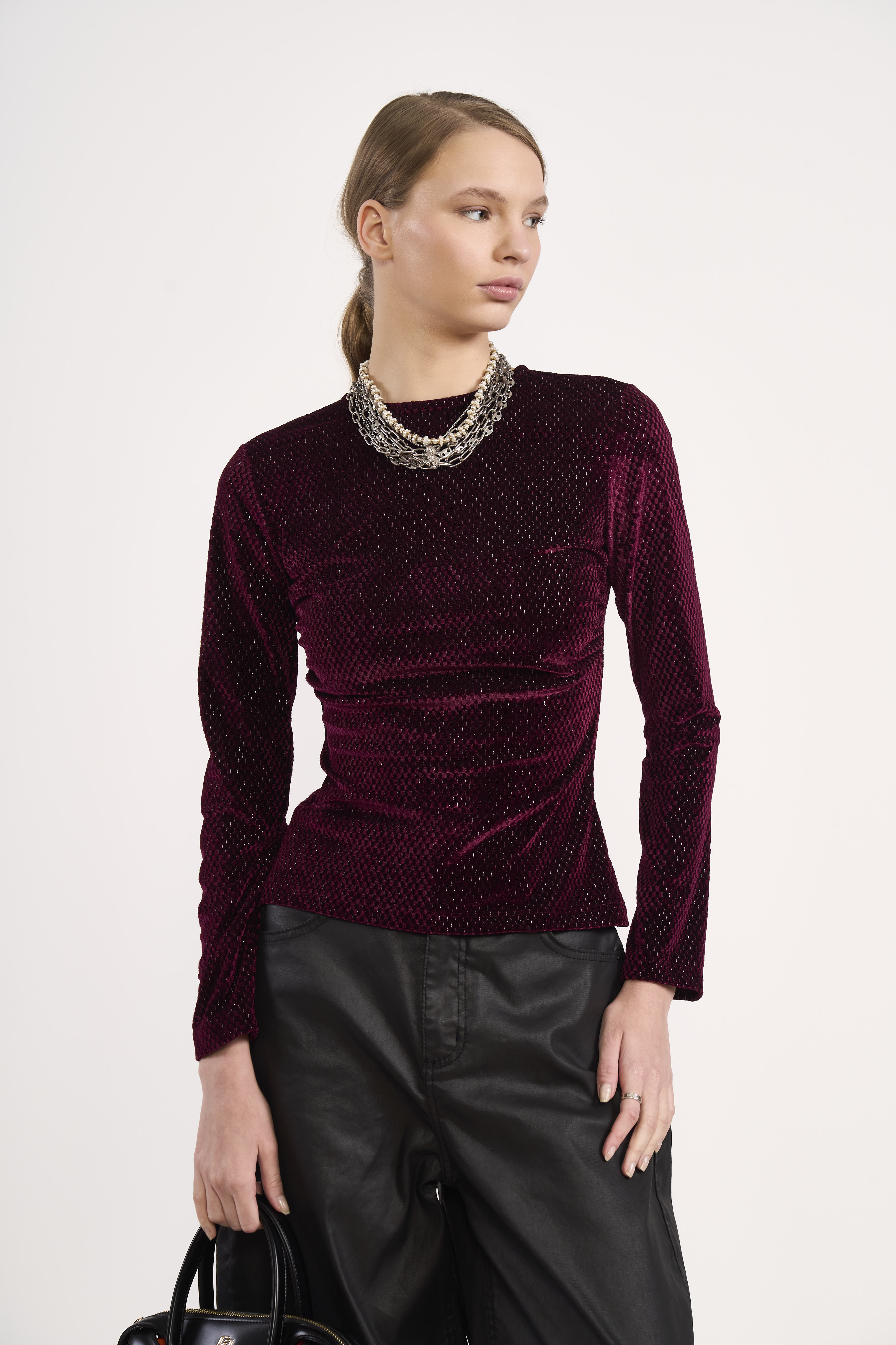 BLUSA VELUDO METALIZADO PP BORDO BLOODSTON