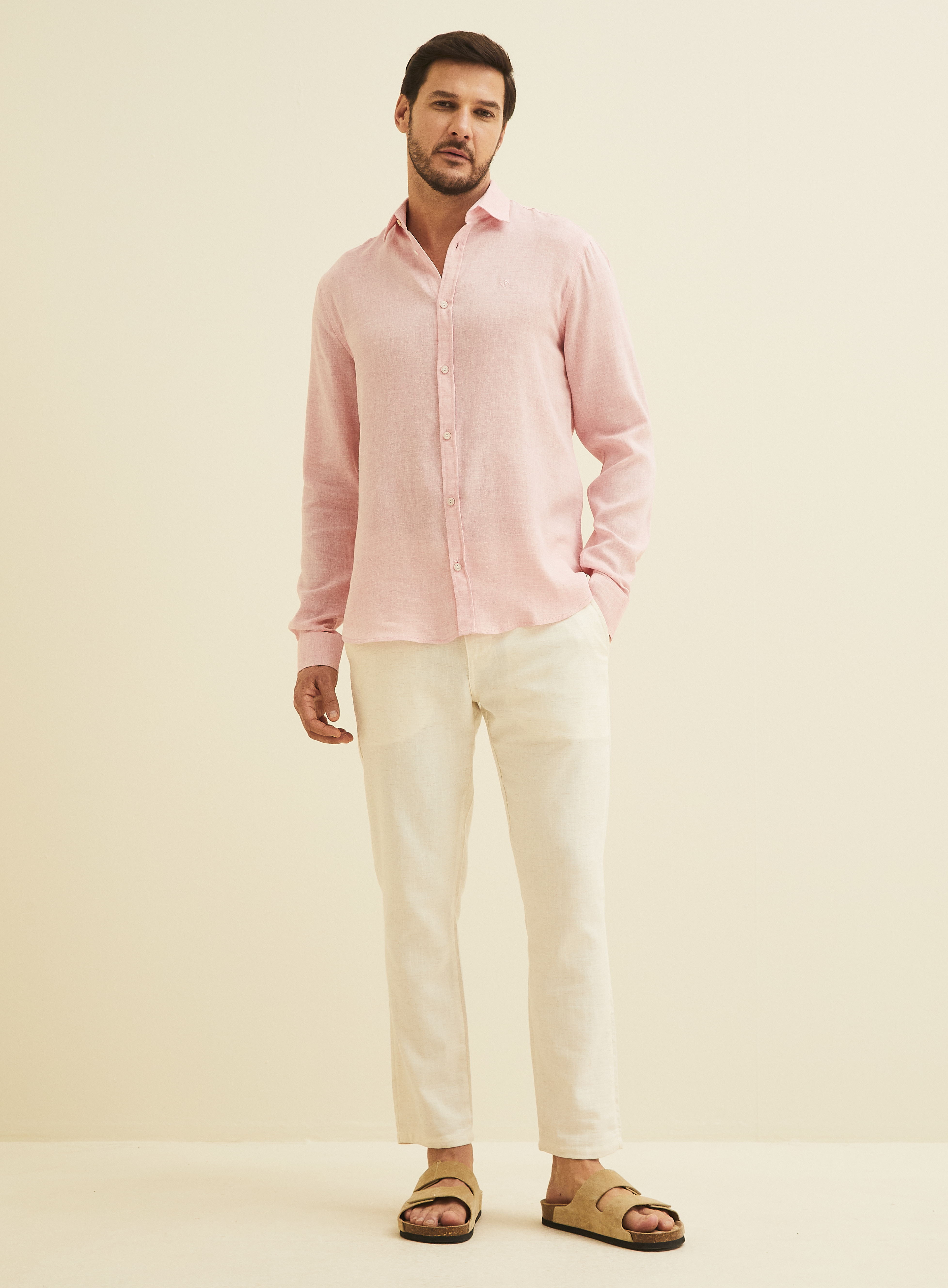 CAMISA LINHO ST BARTHS M ROSA/OFF