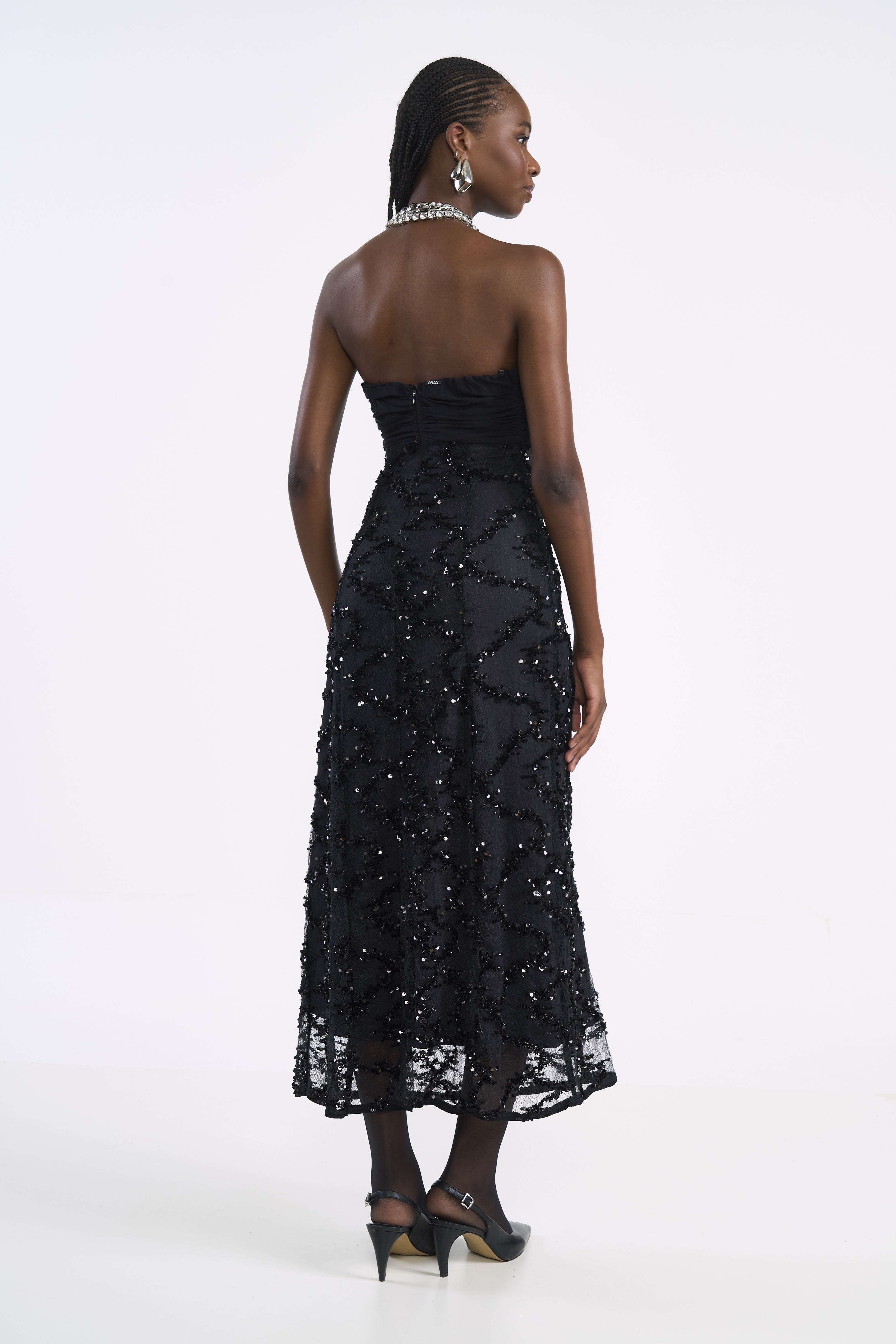 VESTIDO RENDA PAETÊ G PRETO