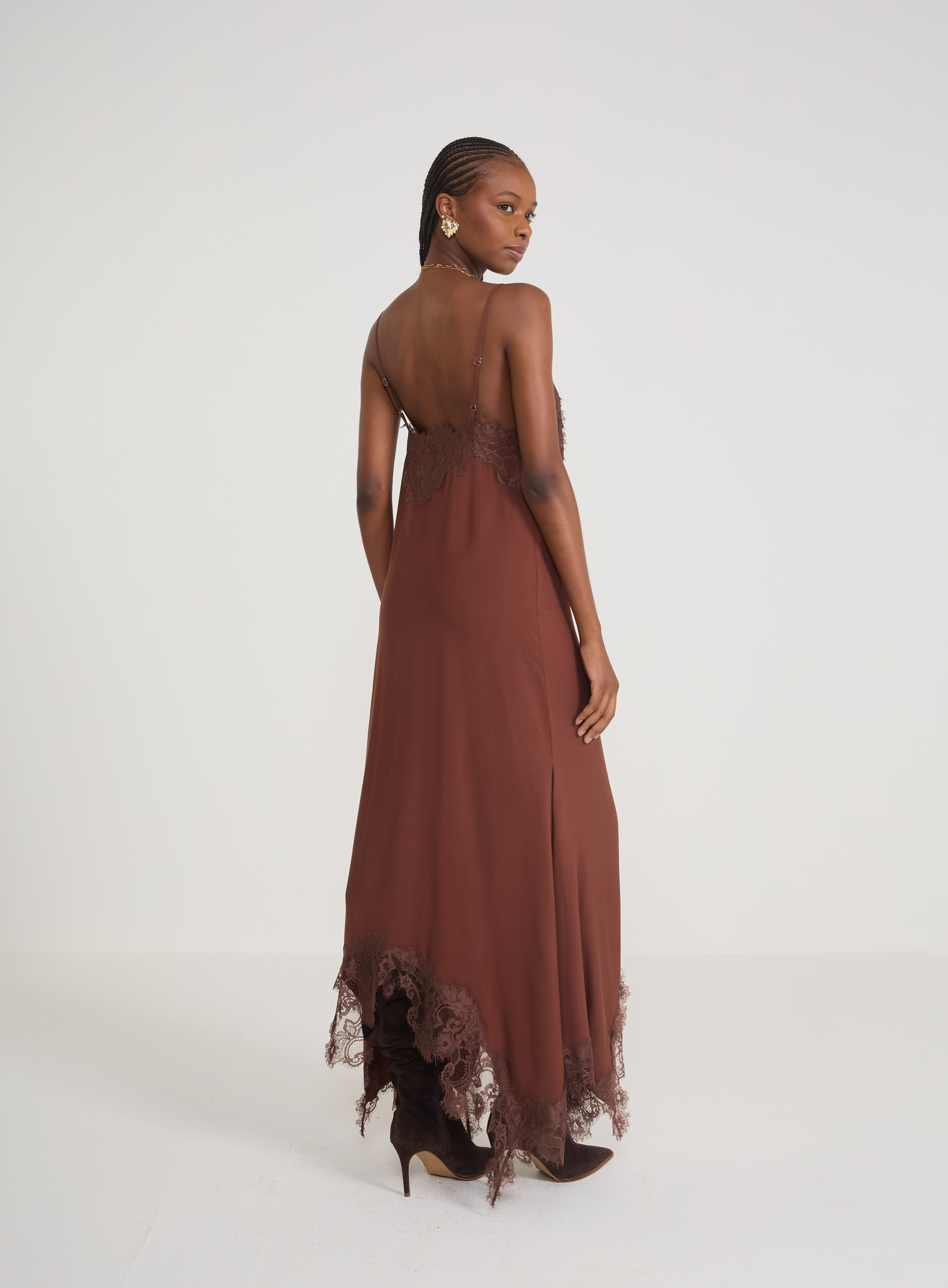 VESTIDO COLCCI G MARROM BEATEN BROWN
