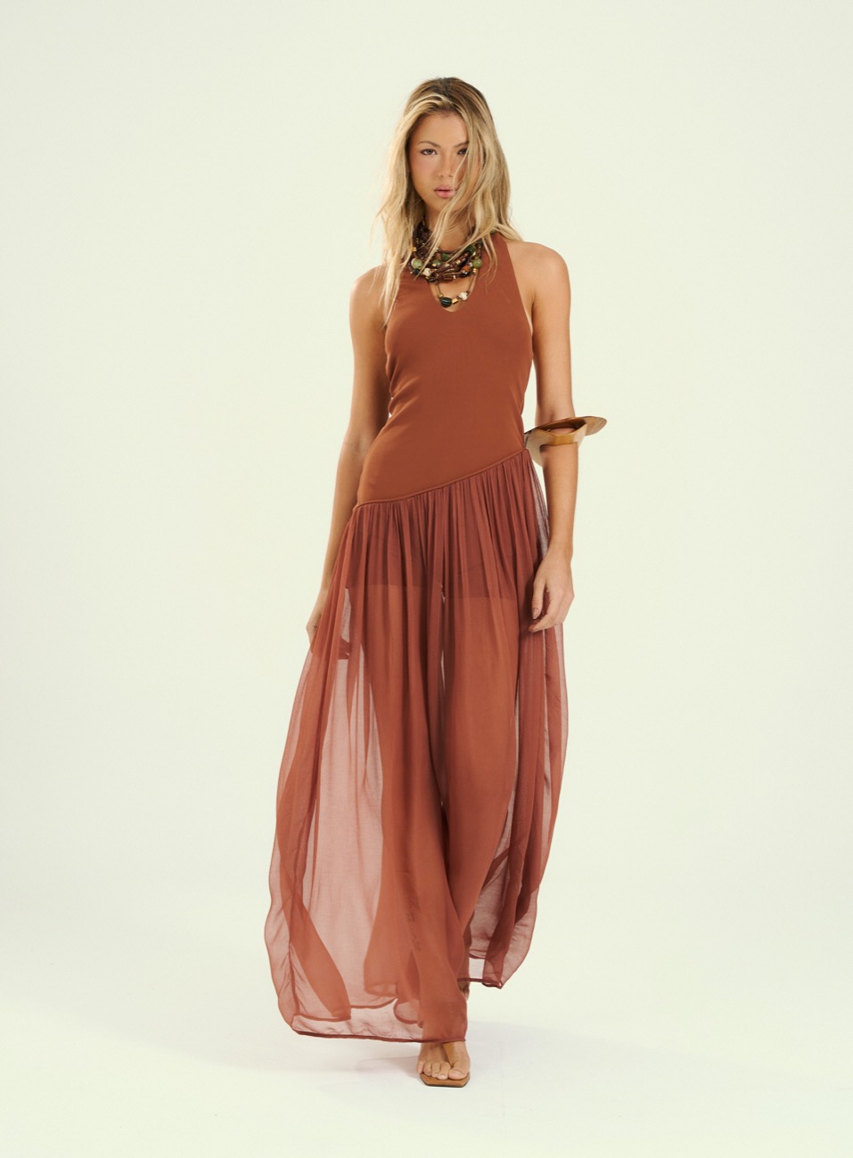 VESTIDO OPEN G MARROM CHEASTNU