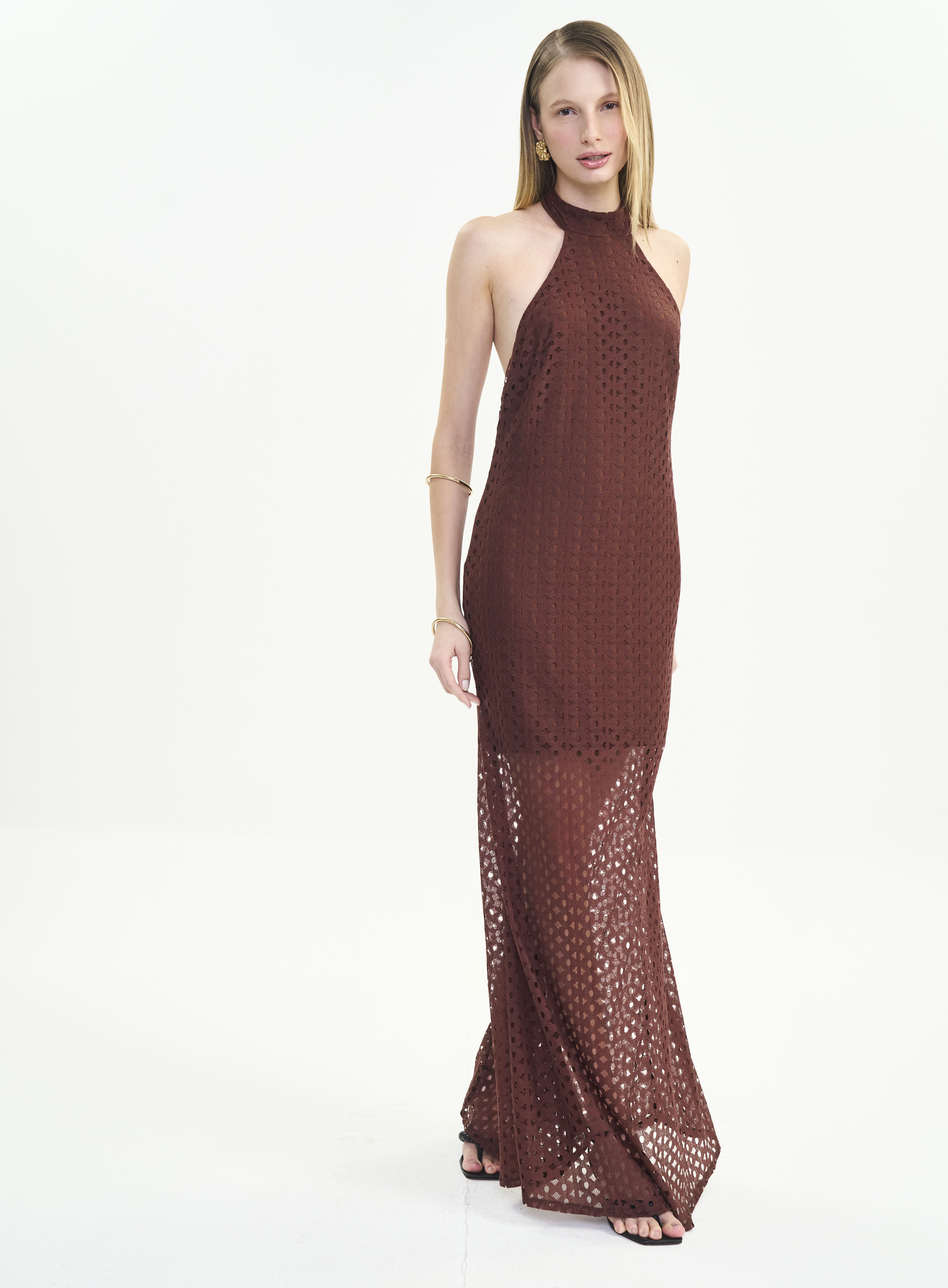 VESTIDO RENDA M MARROM TIRAMISU