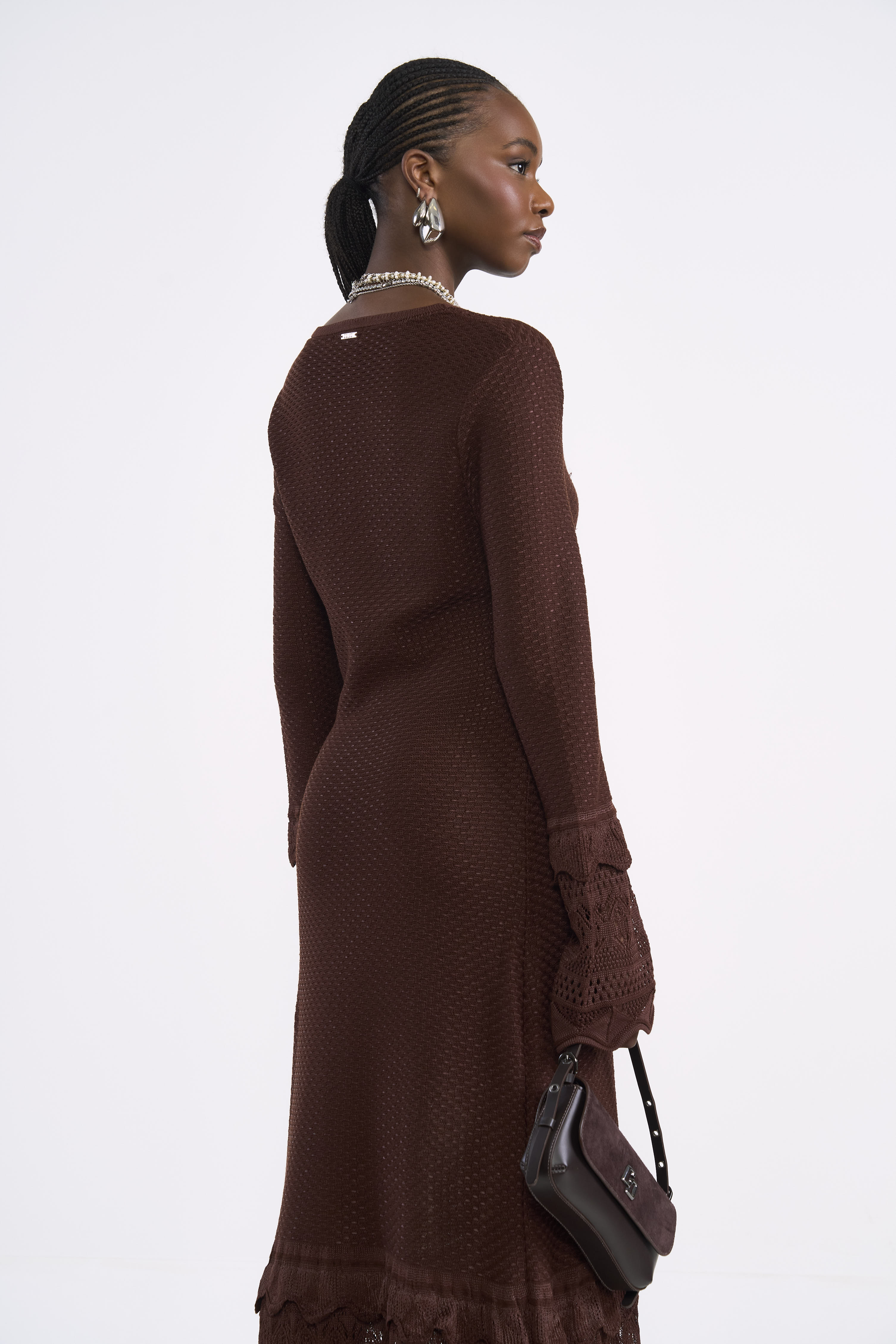 VESTIDO TRICÔ P MARROM BEATEN BROWN